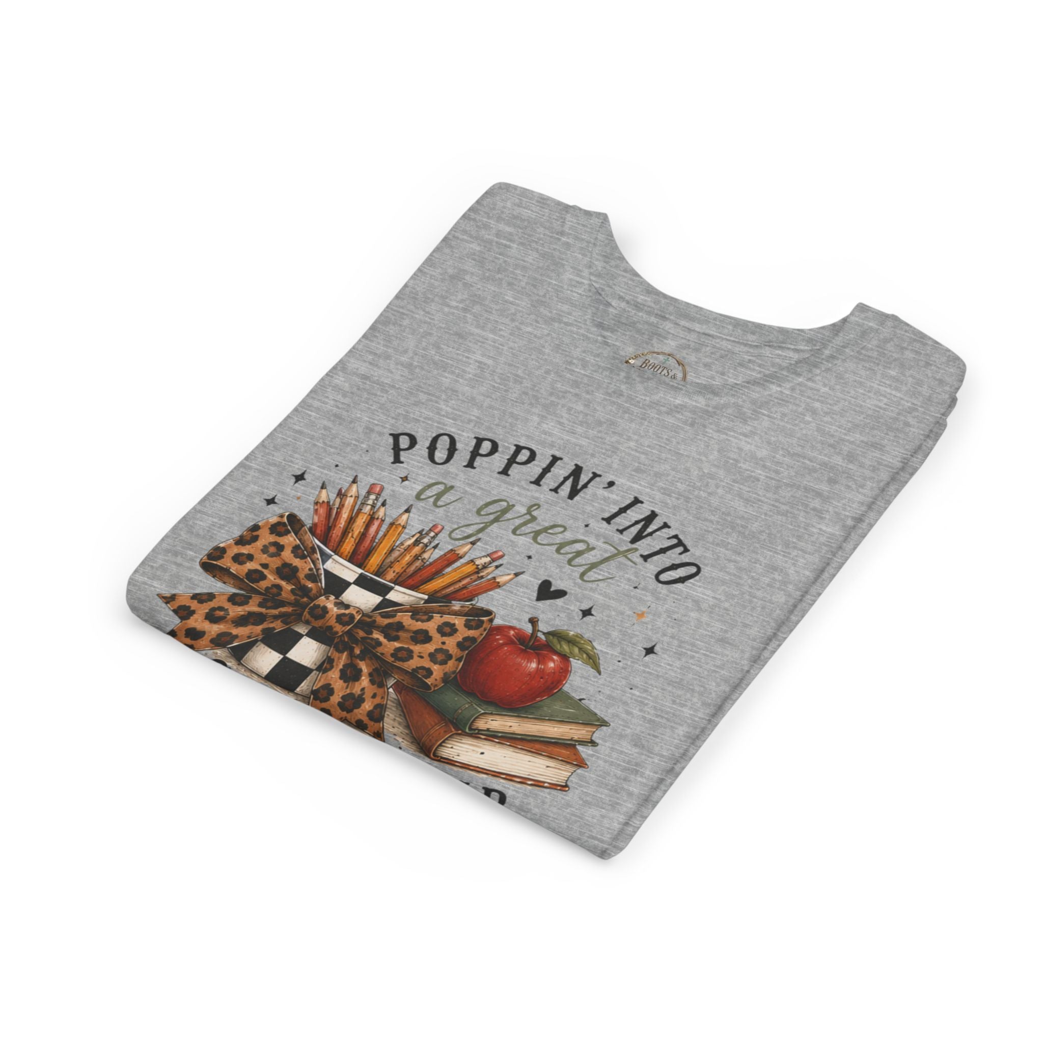 Youth Graphic T-Shirt — "Poppin' Into a Great School Year" Back-to-School Shirt