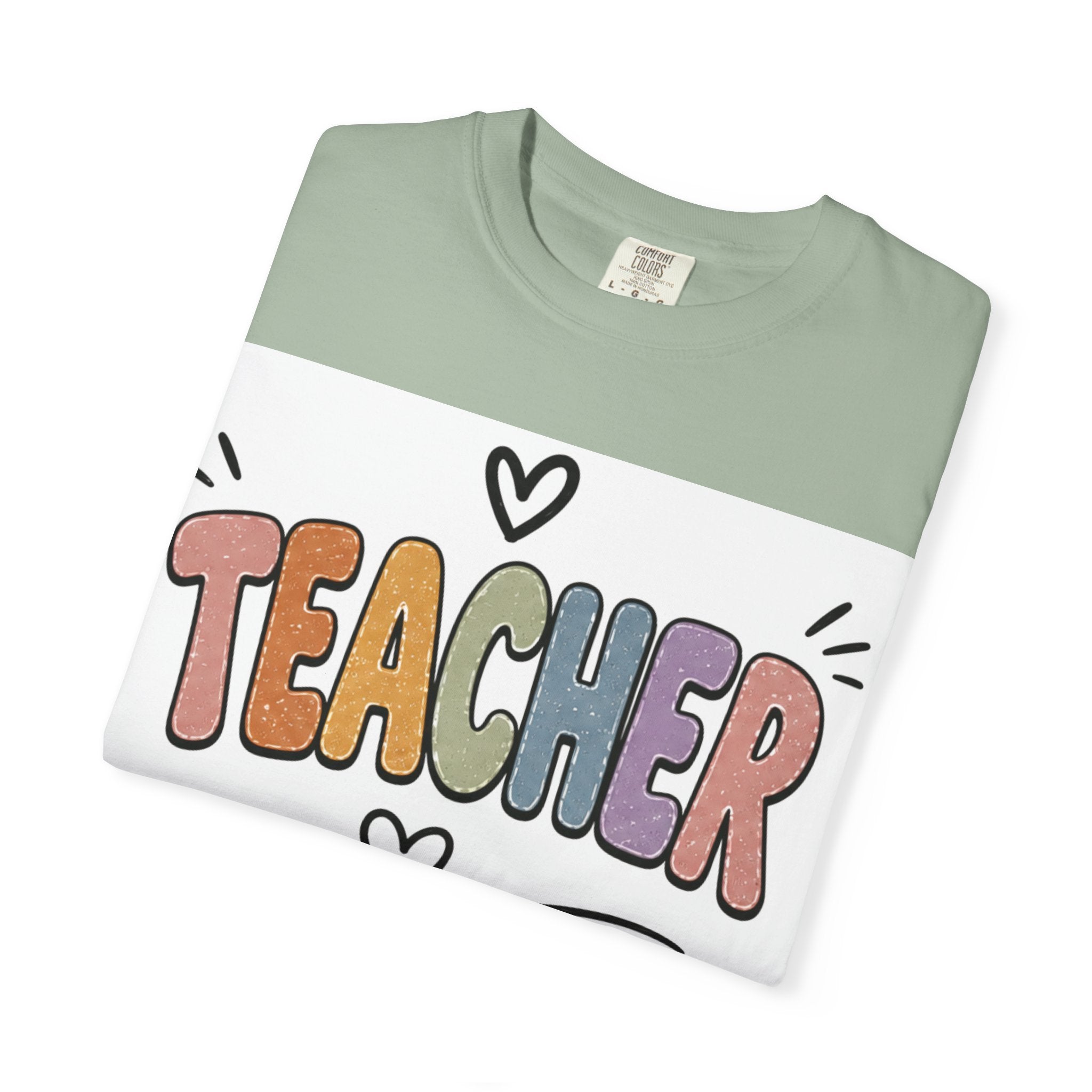 Teacher Colorblock Graphic T-Shirt — Cute Heart Classroom Gift
