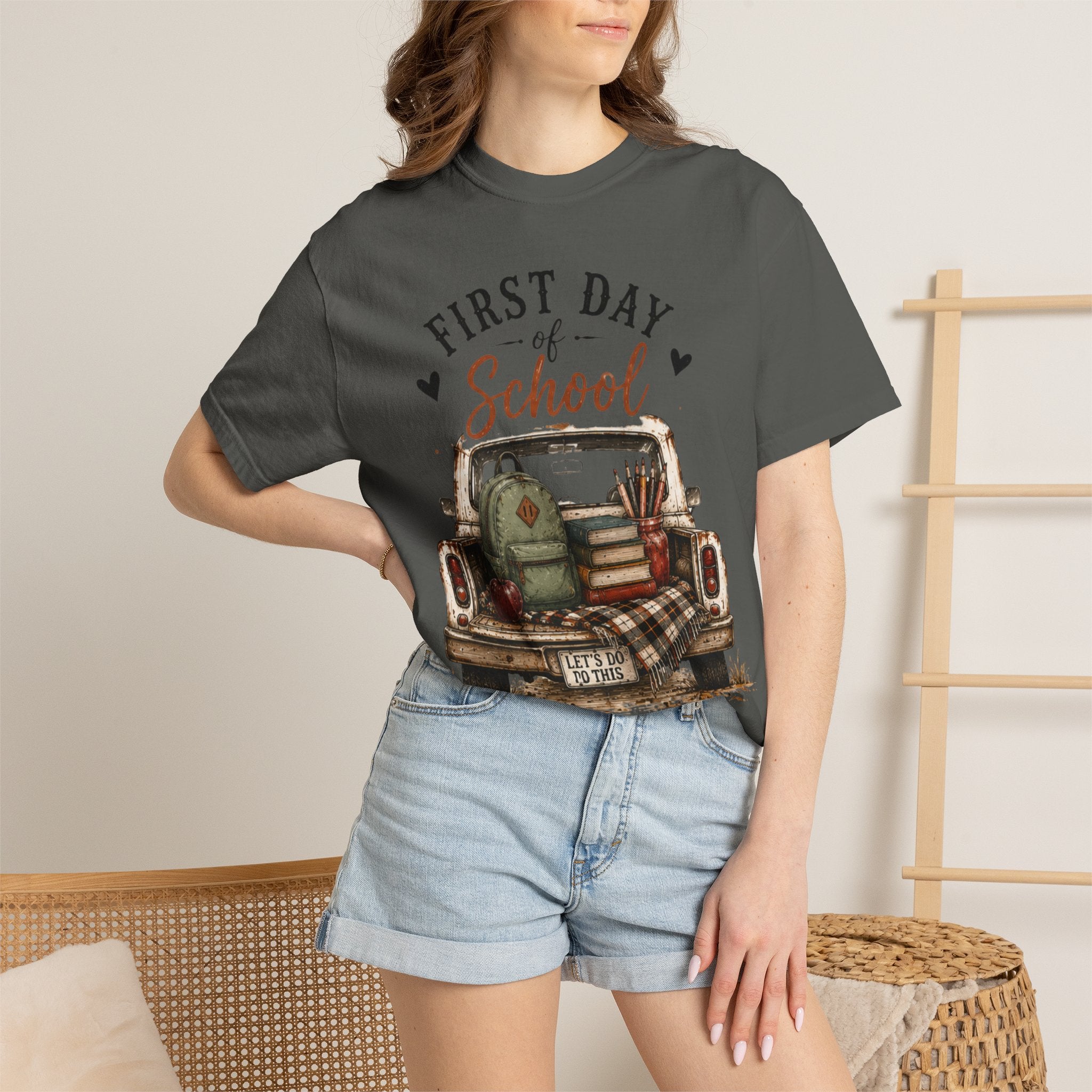 Adult First Day of School Truck Graphic T-Shirt