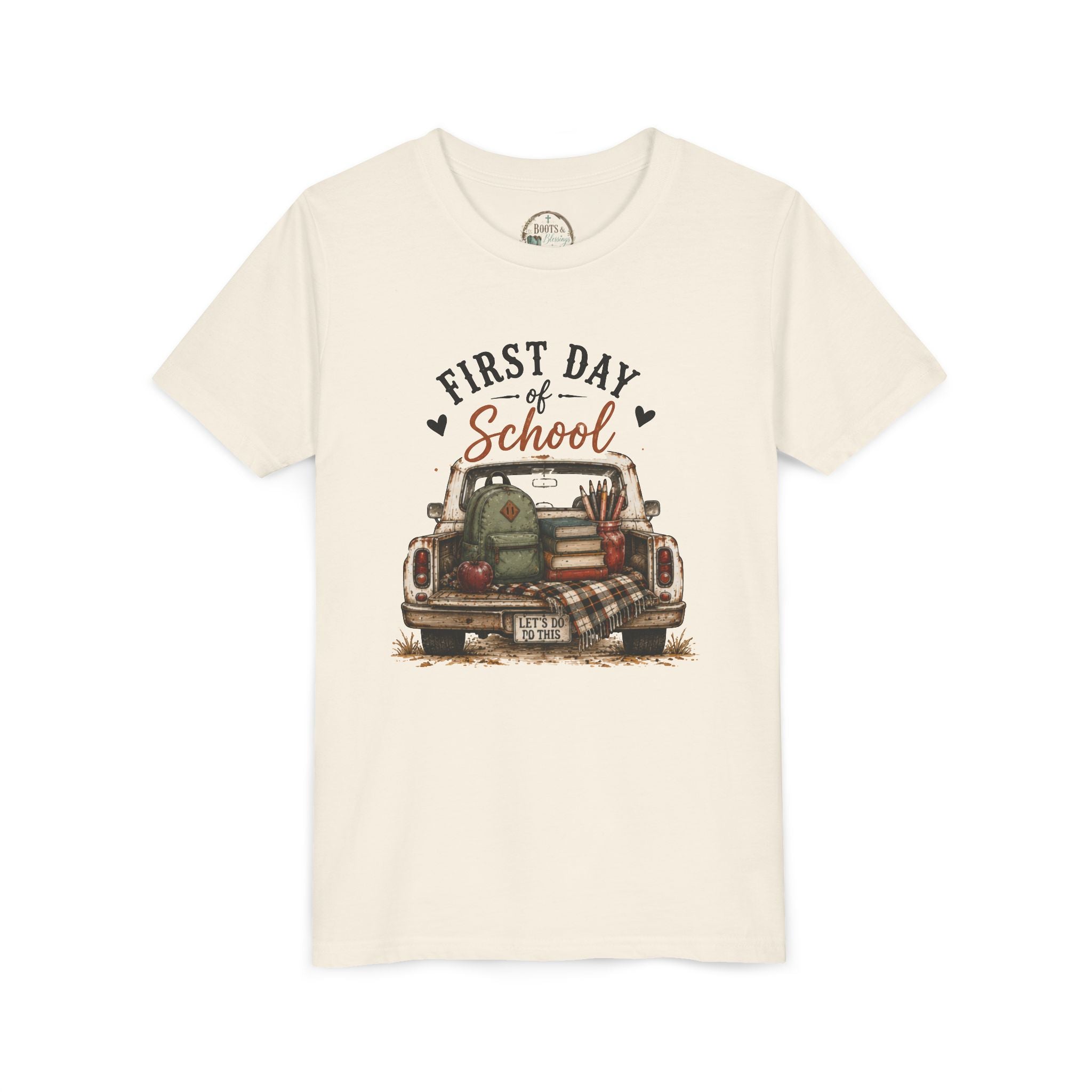 First Day of School Youth Graphic T-Shirt — Vintage Truck Back-to-School Shirt