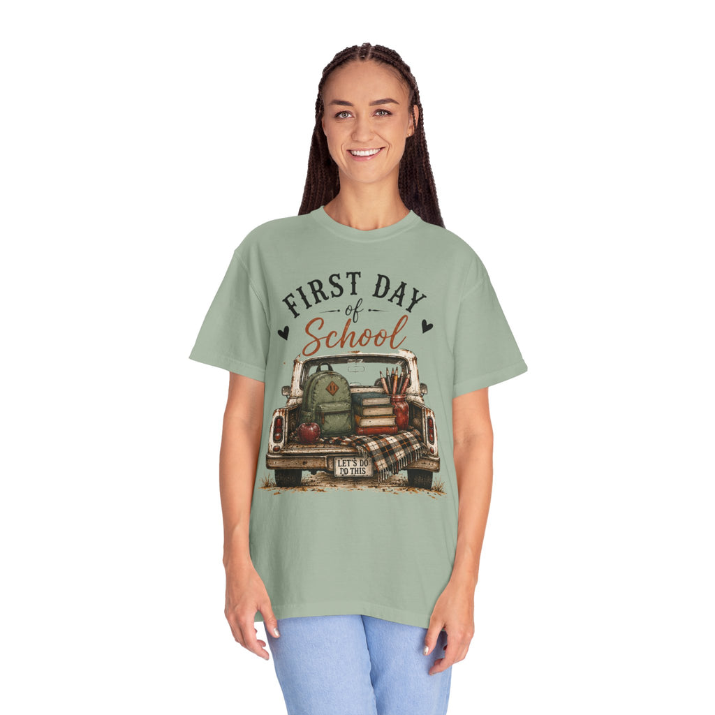 Adult First Day of School Truck Graphic T-Shirt