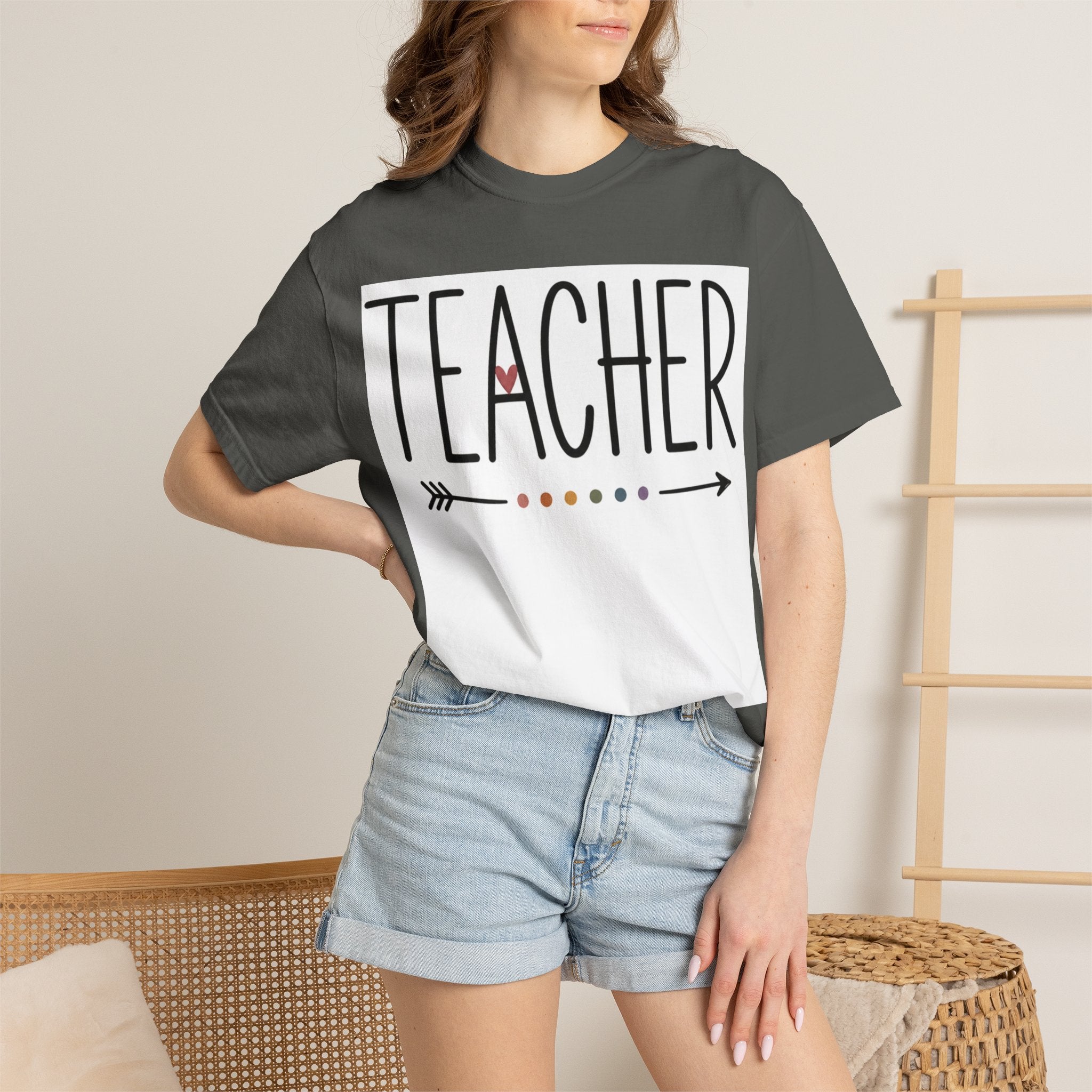 Teacher Arrow T-Shirt — Cute Heart Dotted Design for Educators