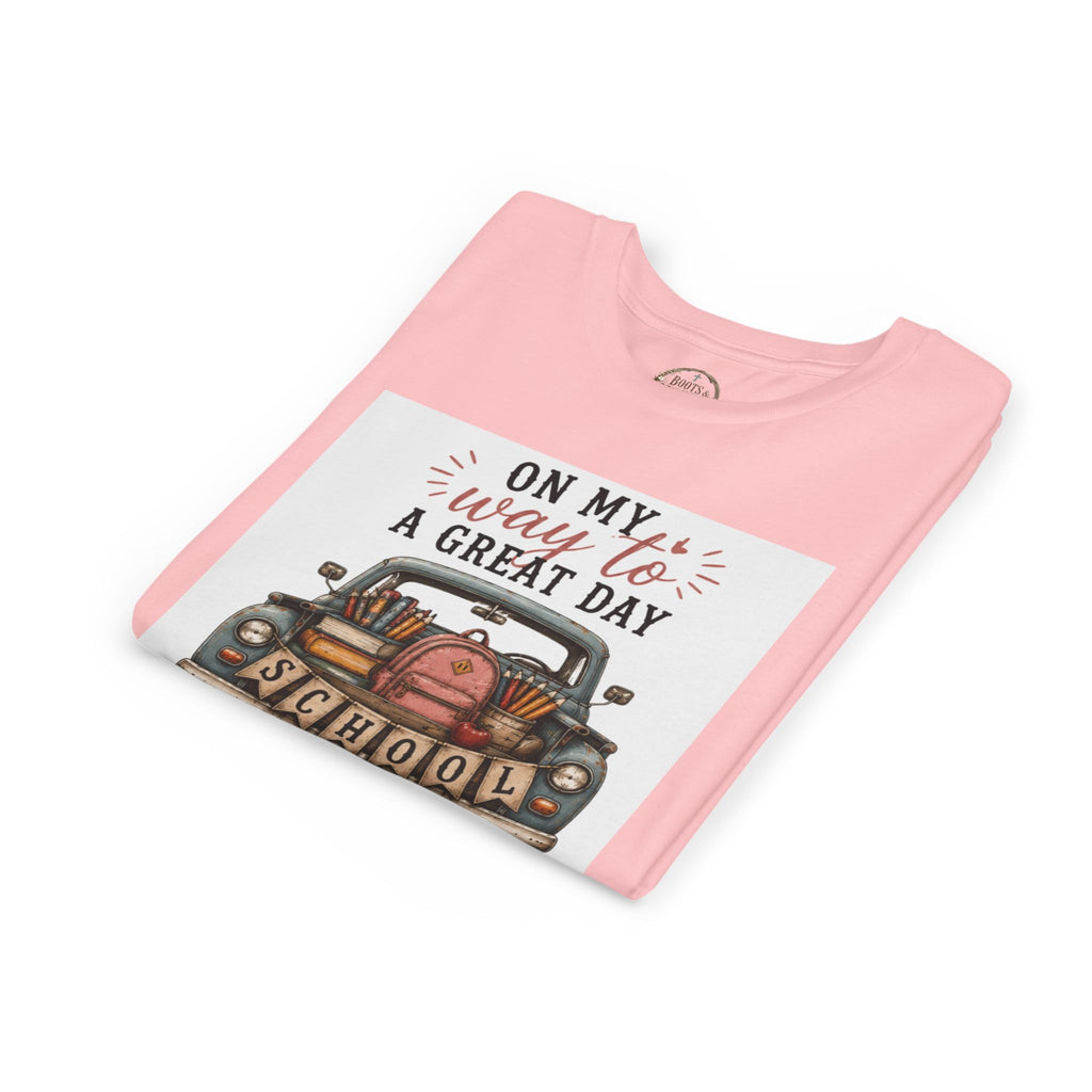 Youth Graphic T-Shirt - "On My Way to a Great Day" Back-to-School Car Design