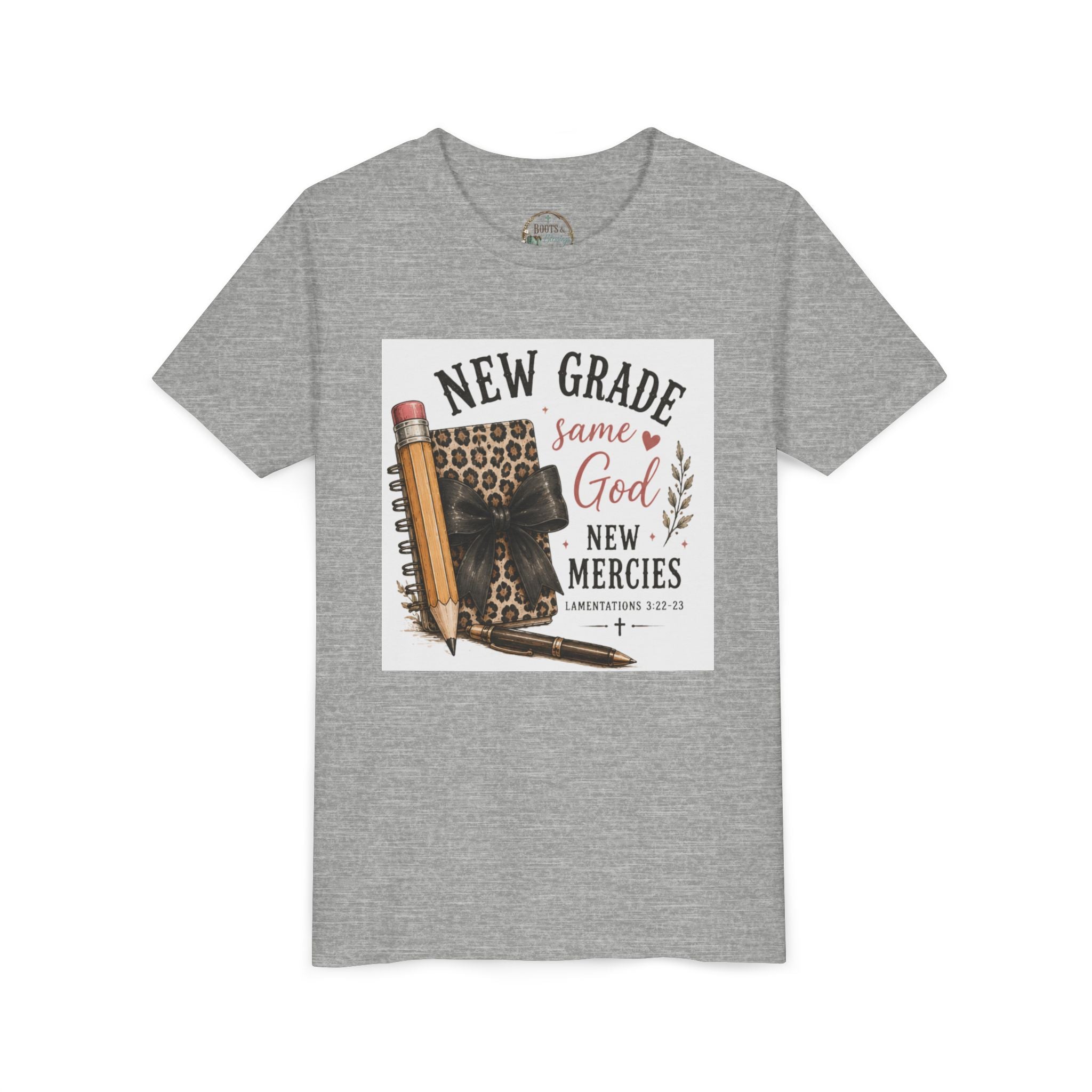 Youth Graphic T-Shirt — "New Grade Same God New Mercies" Christian Back-to-School Shirt