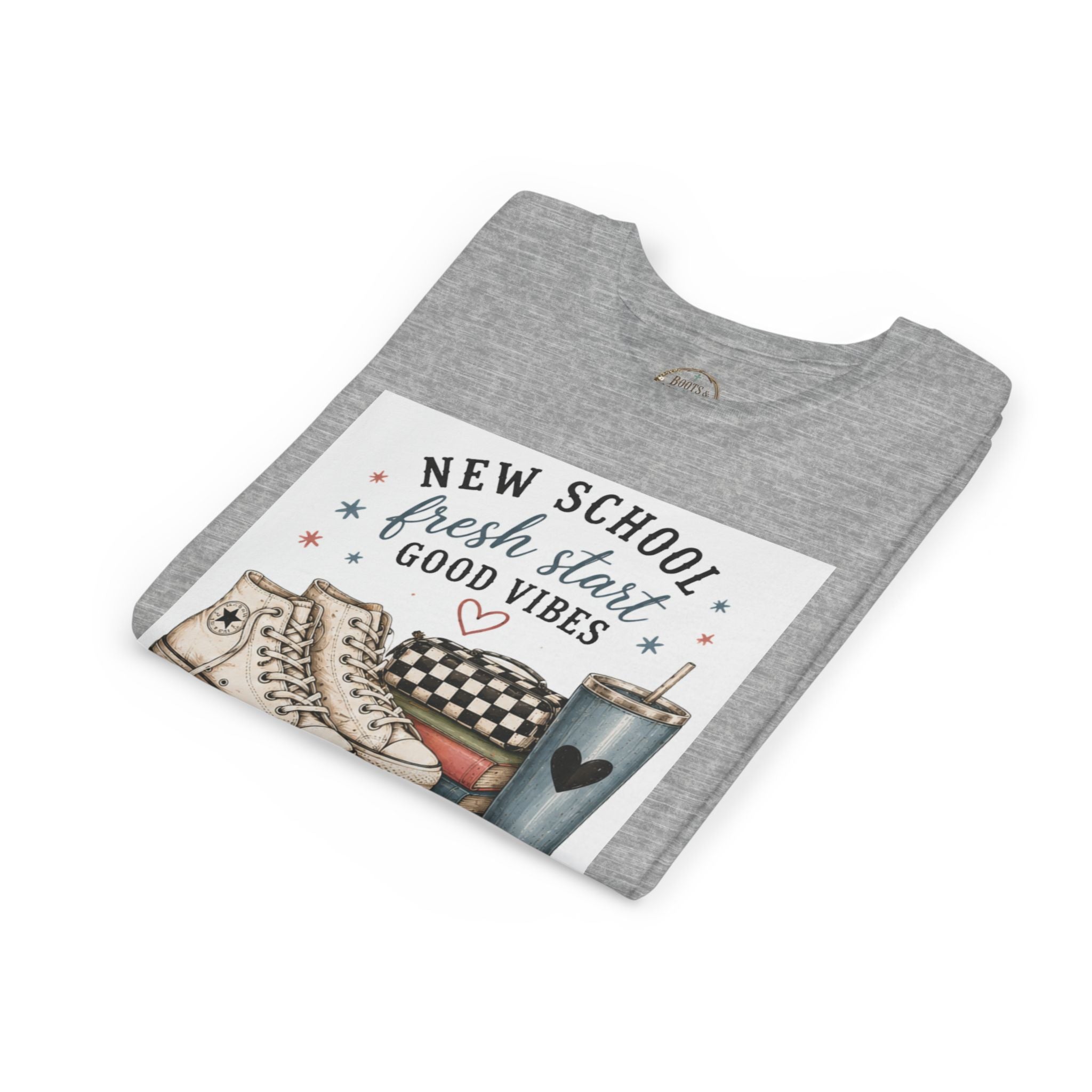 Youth Graphic T-Shirt — "New School Fresh Start Good Vibes" Back-to-School Graphic