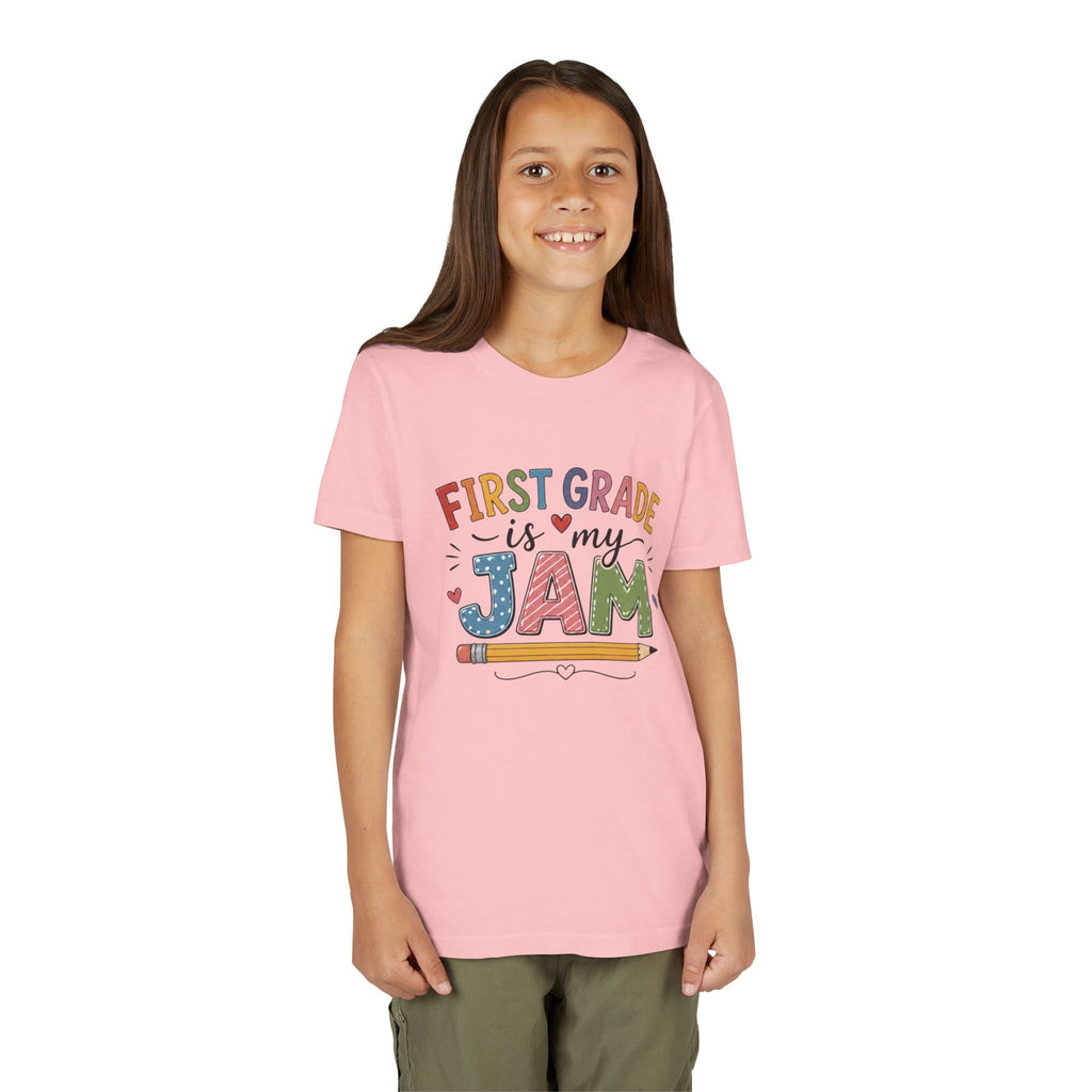 First Grade Is My Jam Graphic T-Shirt - Cute Back-to-School Pencil Shirt