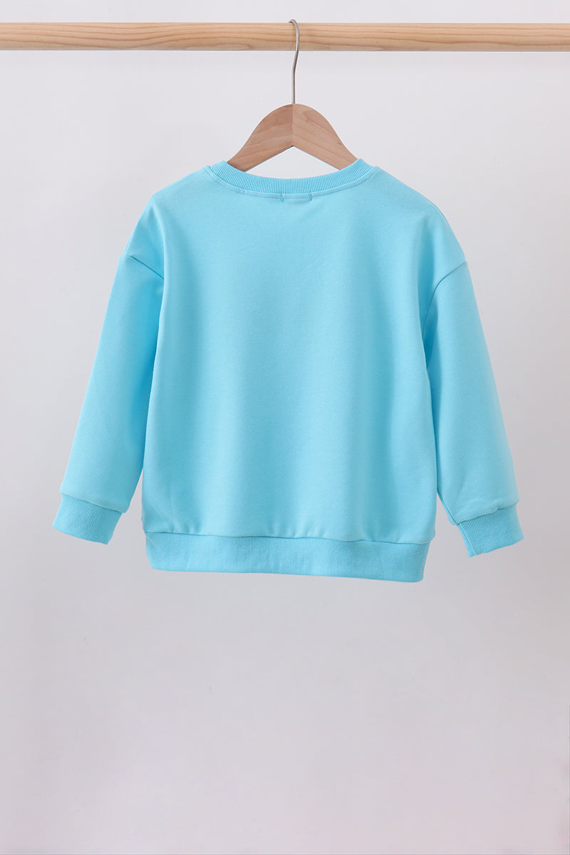 Blue bow hand-sewn mom&me sweatshirt