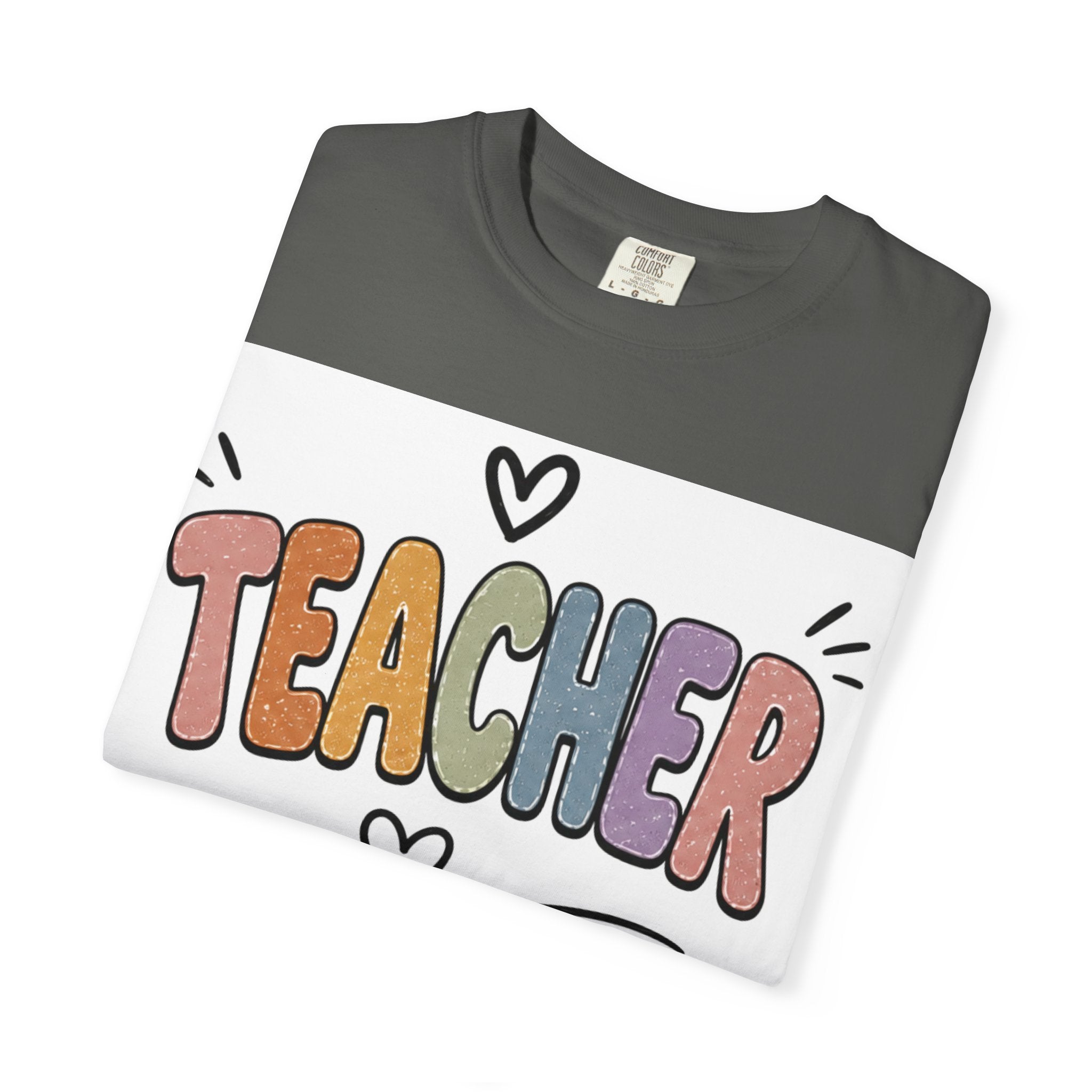 Teacher Colorblock Graphic T-Shirt — Cute Heart Classroom Gift
