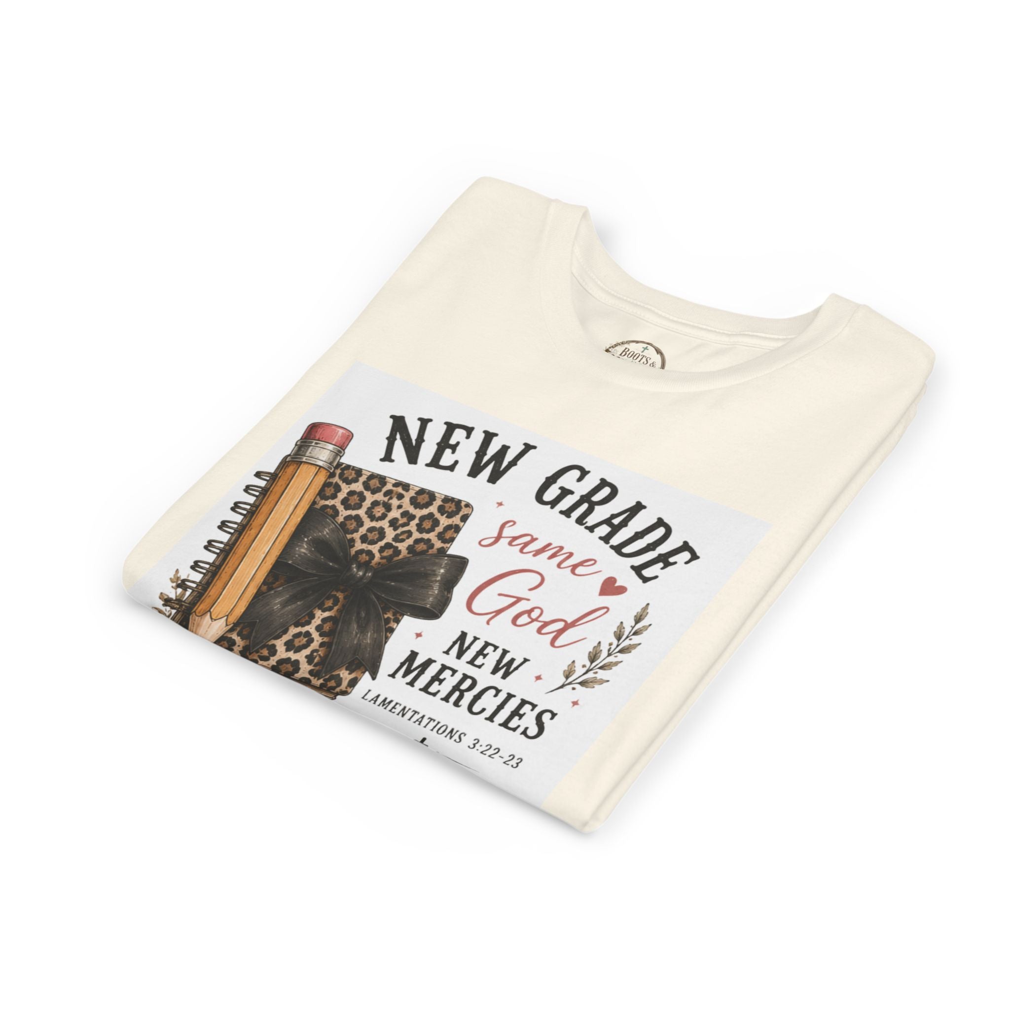 Youth Graphic T-Shirt — "New Grade Same God New Mercies" Christian Back-to-School Shirt