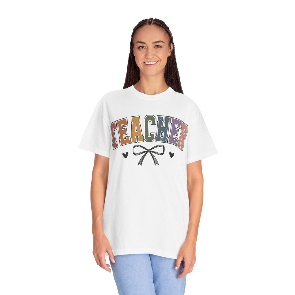 Teacher Rainbow Bow T-Shirt