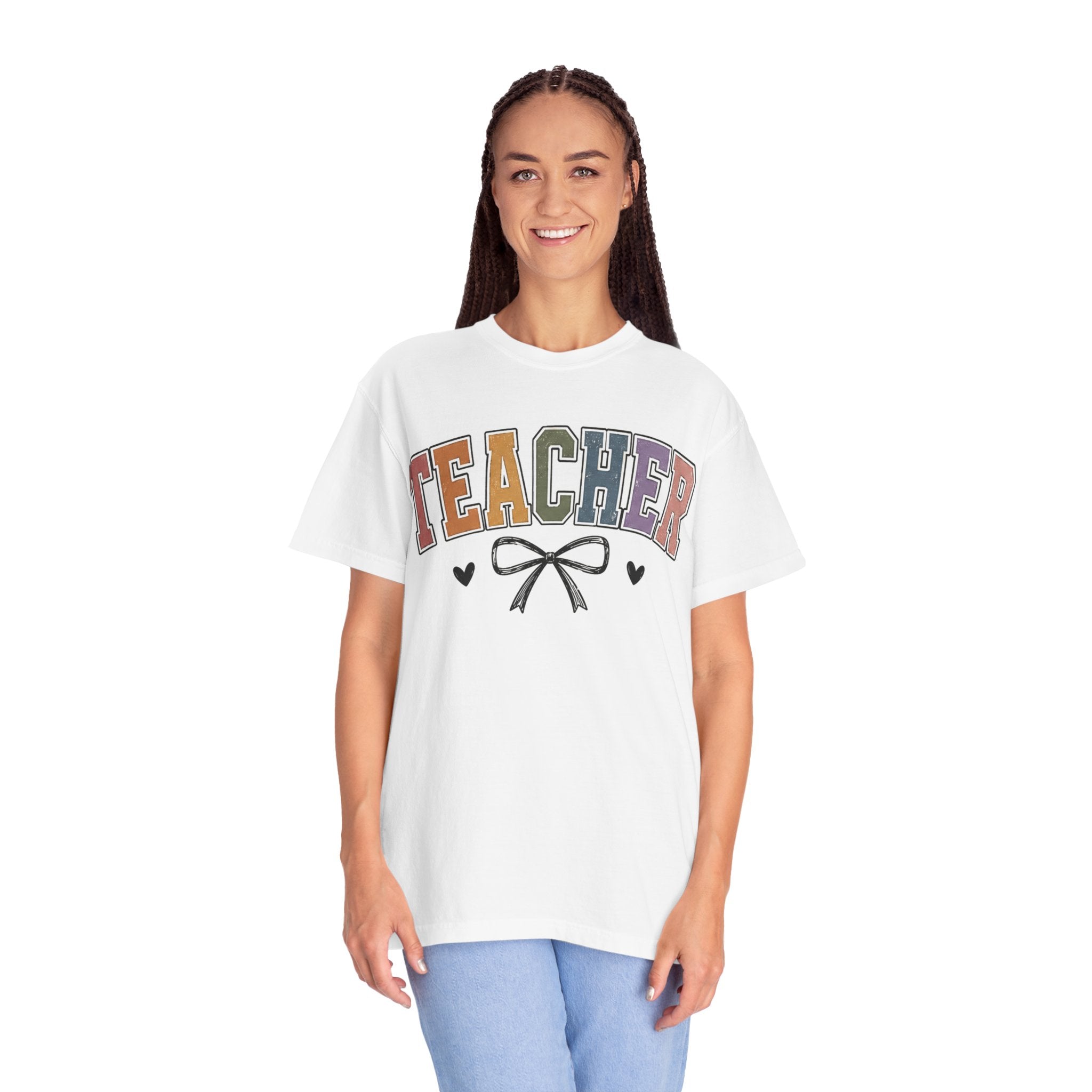 Teacher Rainbow Bow T-Shirt