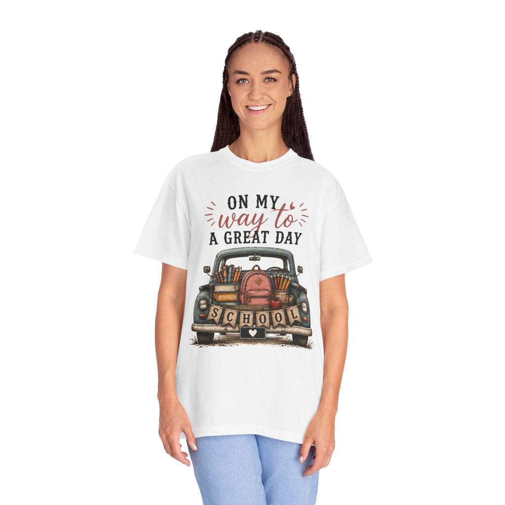 Adult On My Way To A Great Day School Truck graphic T-Shirt