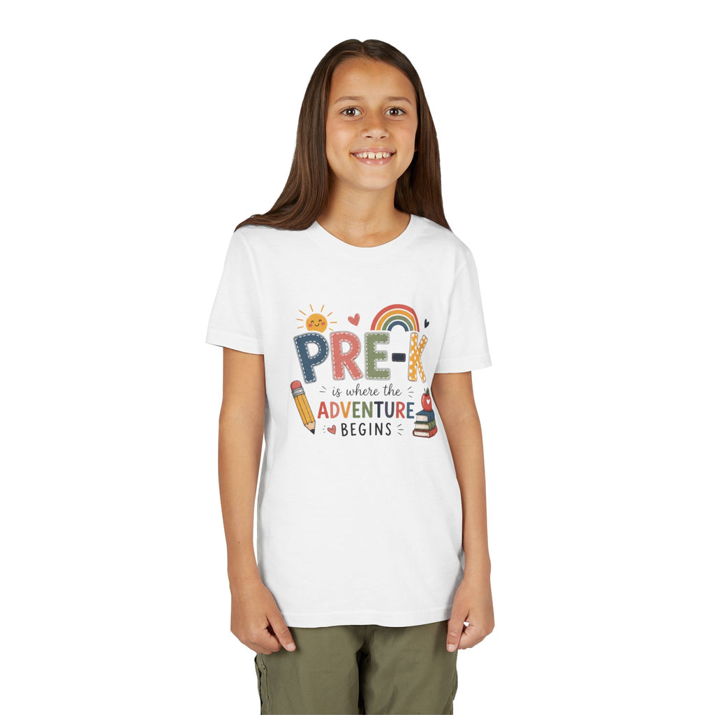 Pre-K Adventure Begins Youth Tee — Back to School Preschool Shirt