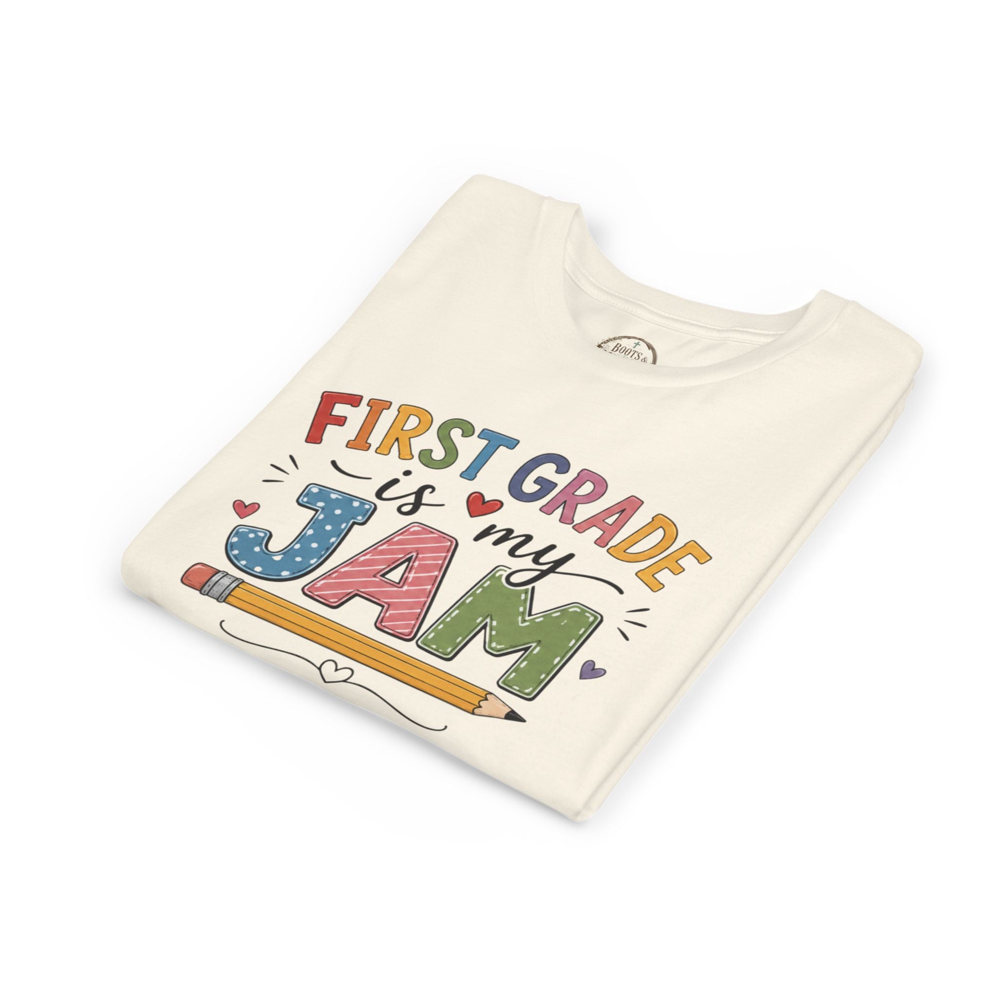 First Grade Is My Jam Graphic T-Shirt - Cute Back-to-School Pencil Shirt