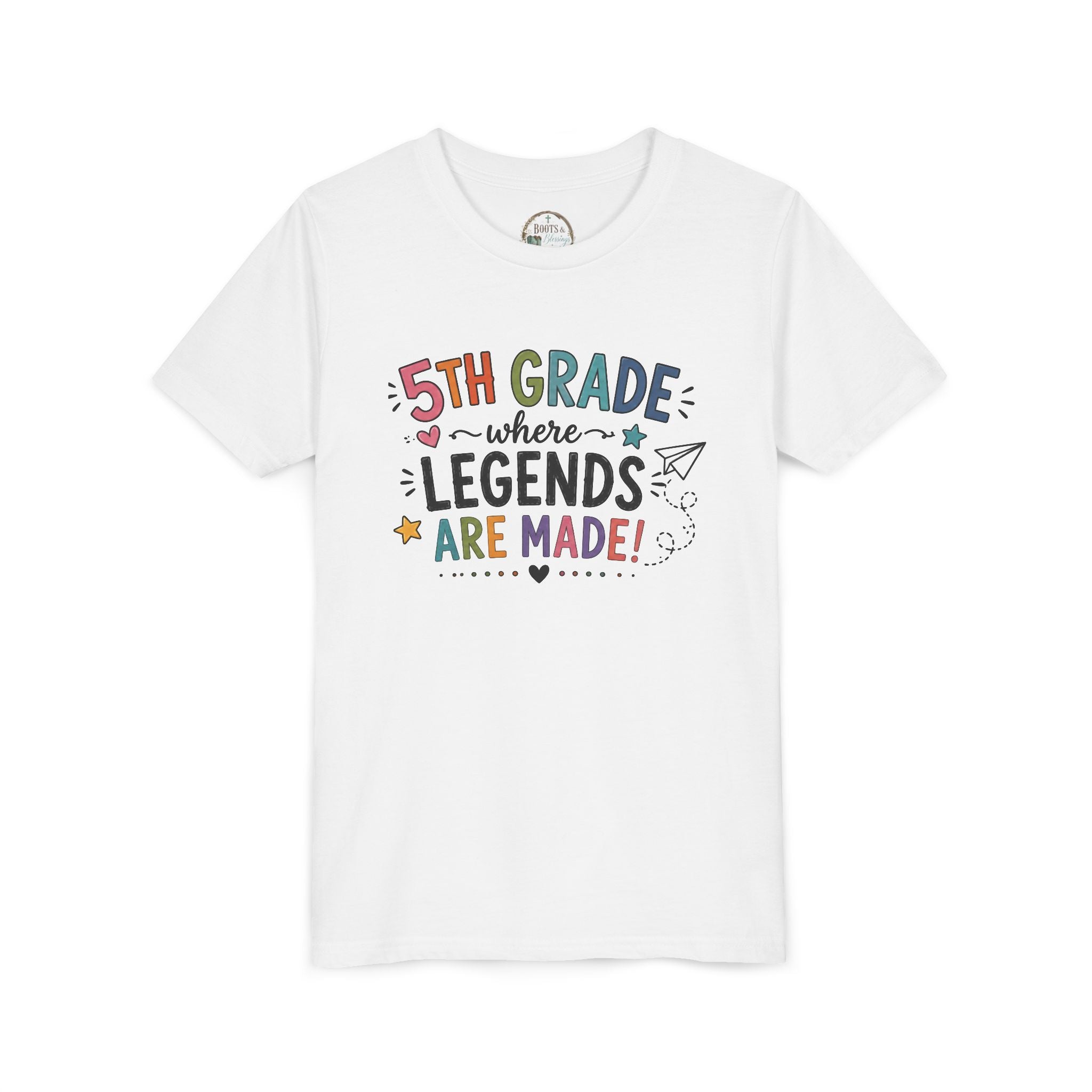 5th Grade Where Legends Are Made Graphic T-Shirt — Back-to-School Kids Tee