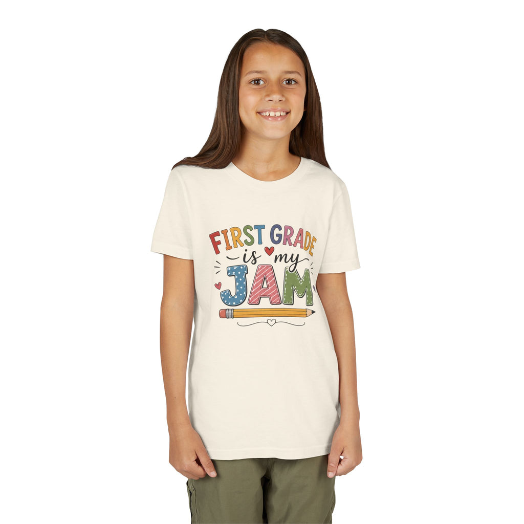 First Grade Is My Jam Graphic T-Shirt - Cute Back-to-School Pencil Shirt