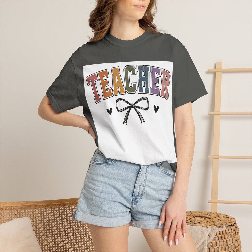Teacher Rainbow Bow T-Shirt
