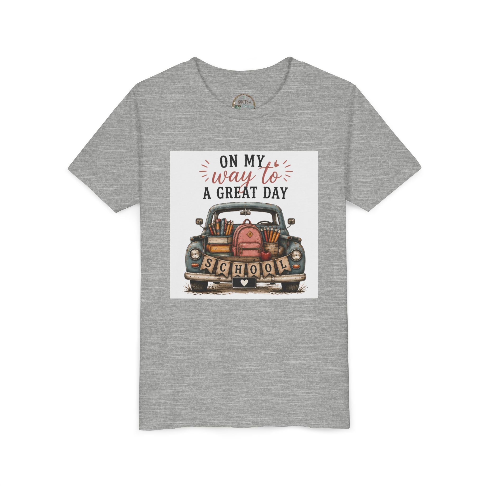 Youth Graphic T-Shirt - "On My Way to a Great Day" Back-to-School Car Design