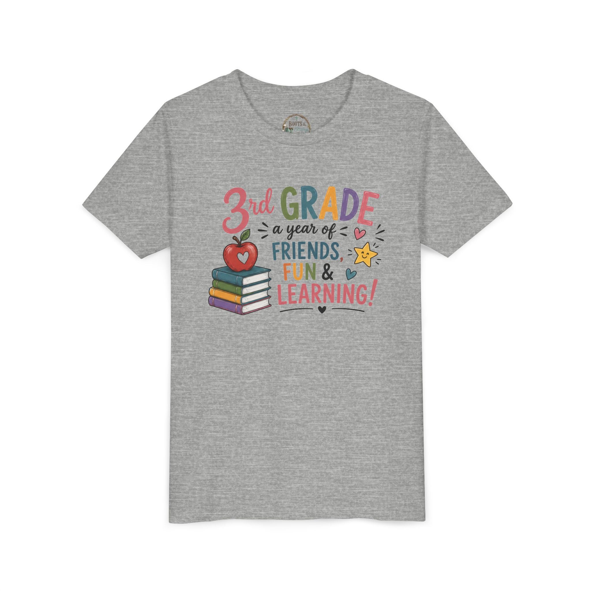 3rd Grade Graphic T‑Shirt - "3rd Grade: A Year of Friends, Fun & Learning" Back-to-School Tee