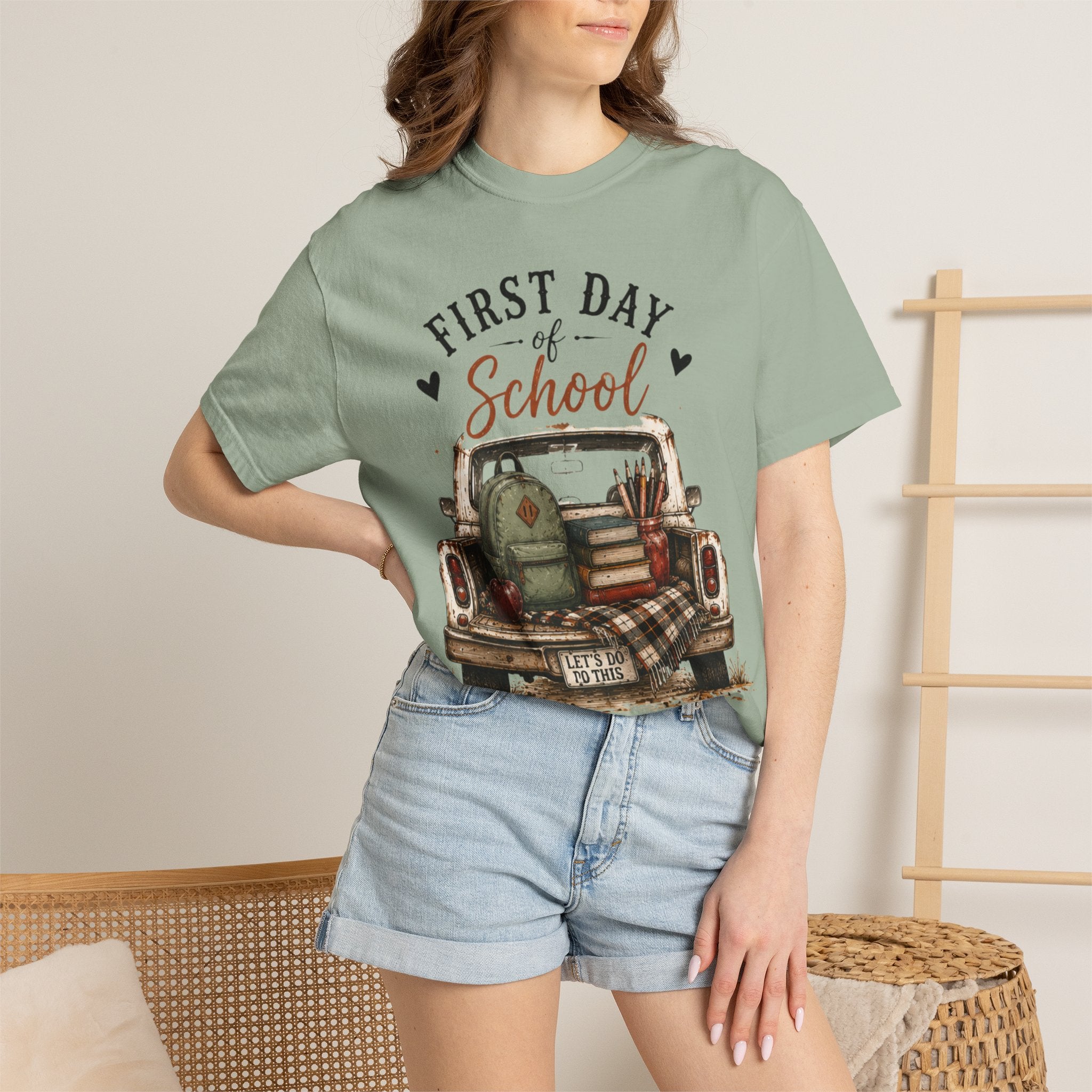 Adult First Day of School Truck Graphic T-Shirt
