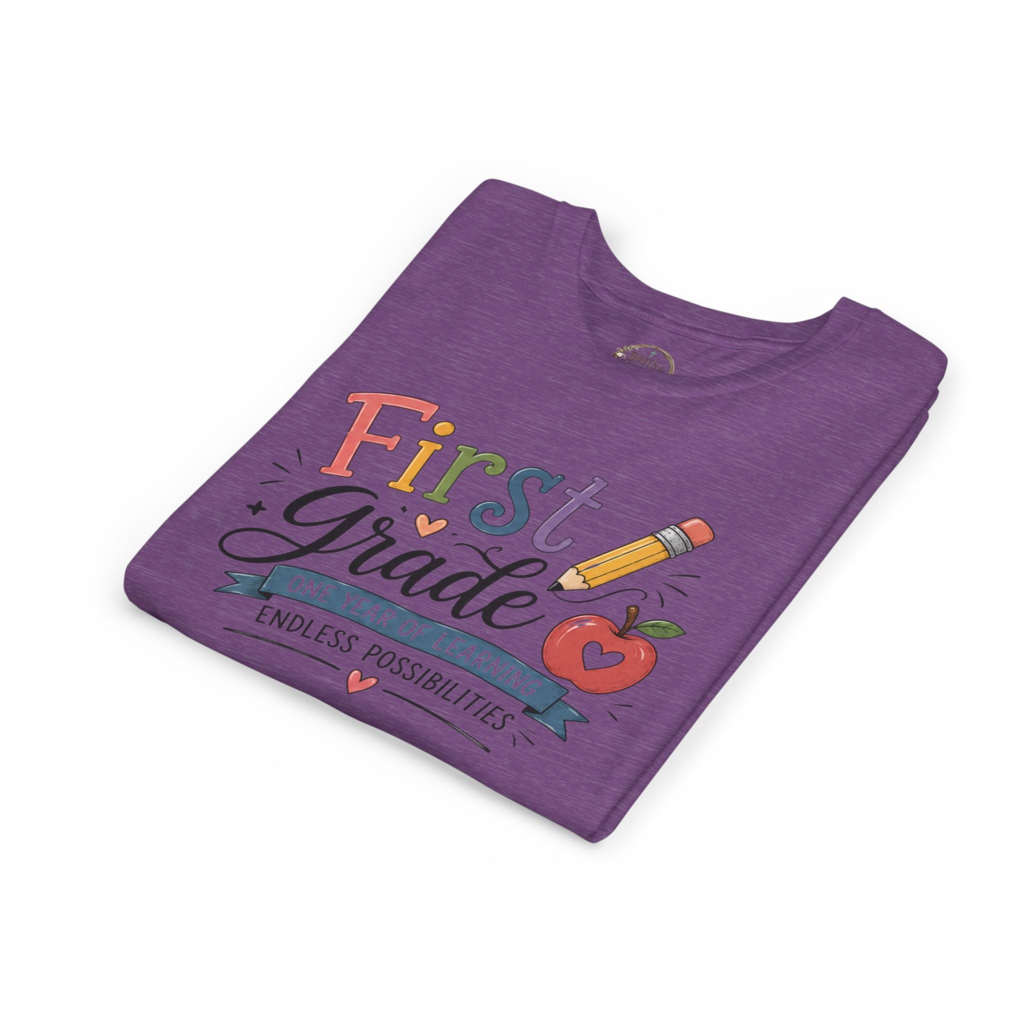 First Grade Graphic T-Shirt - "First Grade: One Year of Learning, Endless Possibilities" Back-to-School Shirt