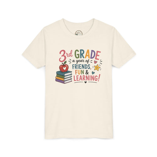 3rd Grade Graphic T‑Shirt - "3rd Grade: A Year of Friends, Fun & Learning" Back-to-School Tee
