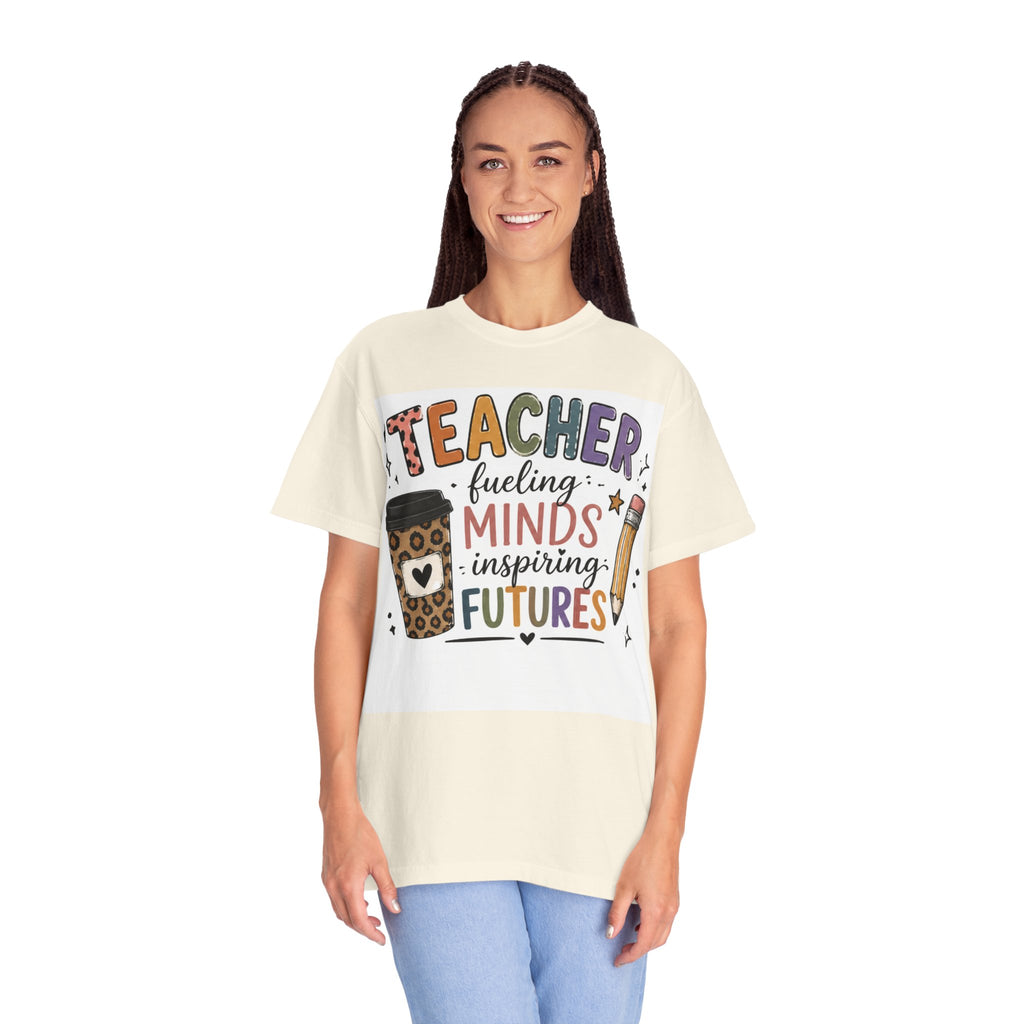 Teacher T-Shirt - "Fueling Minds, Inspiring Futures" Coffee & Pencil Design