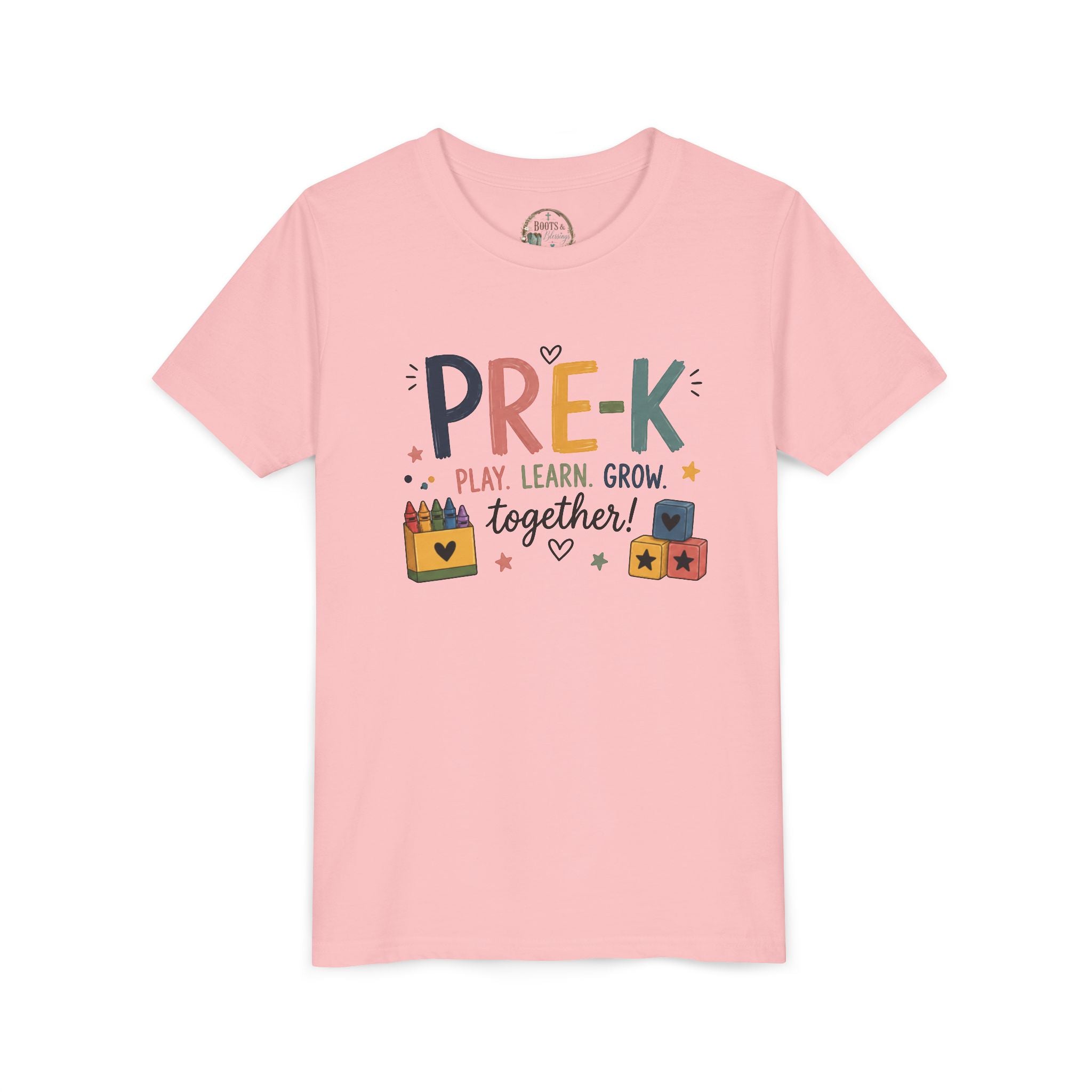 Pre-K Play Learn Grow Graphic T-Shirt
