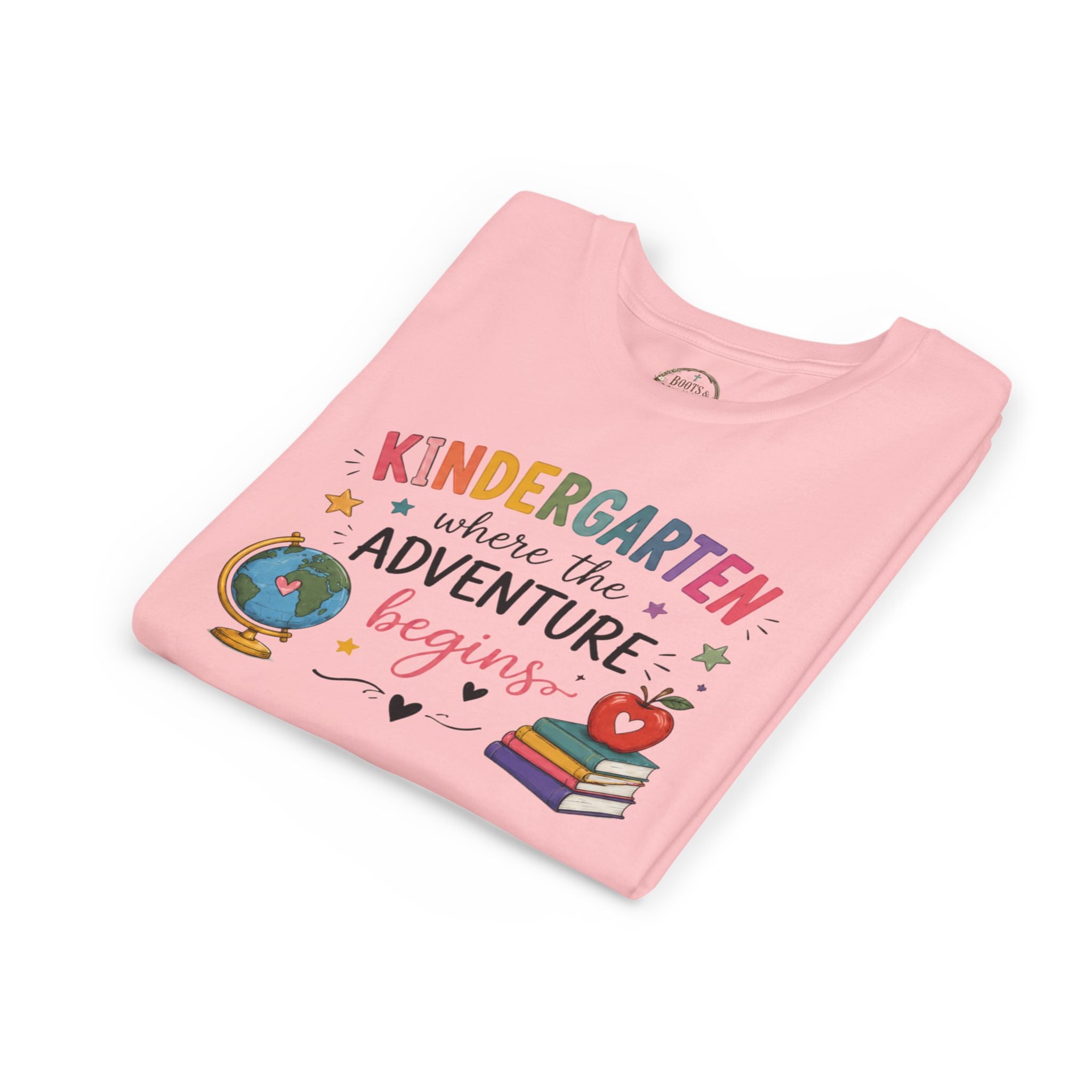 Kindergarten Adventure Graphic T-Shirt – "Kindergarten Where the Adventure Begins" Back-to-School Shirt