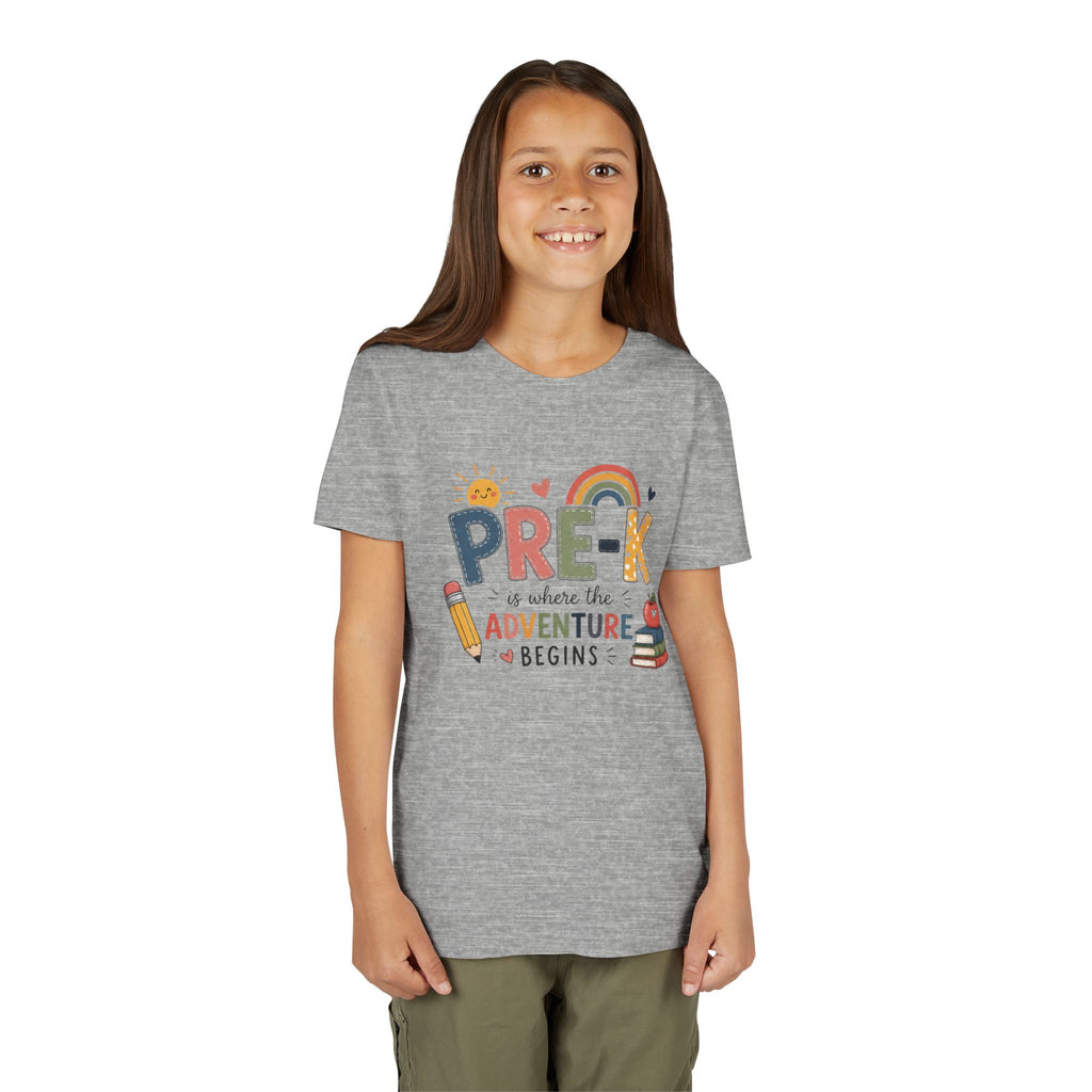 Pre-K Adventure Begins Youth Tee — Back to School Preschool Shirt