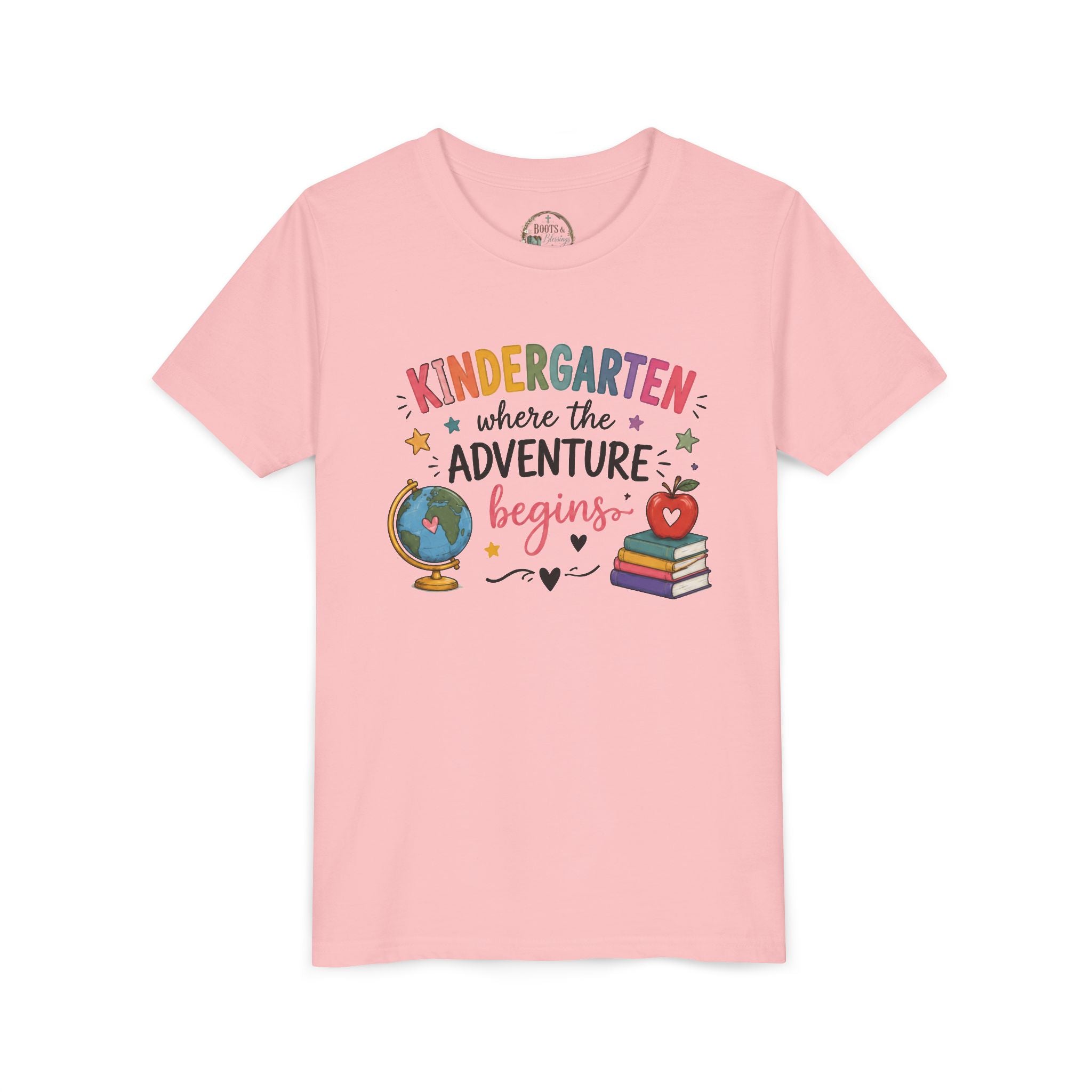 Kindergarten Adventure Graphic T-Shirt – "Kindergarten Where the Adventure Begins" Back-to-School Shirt