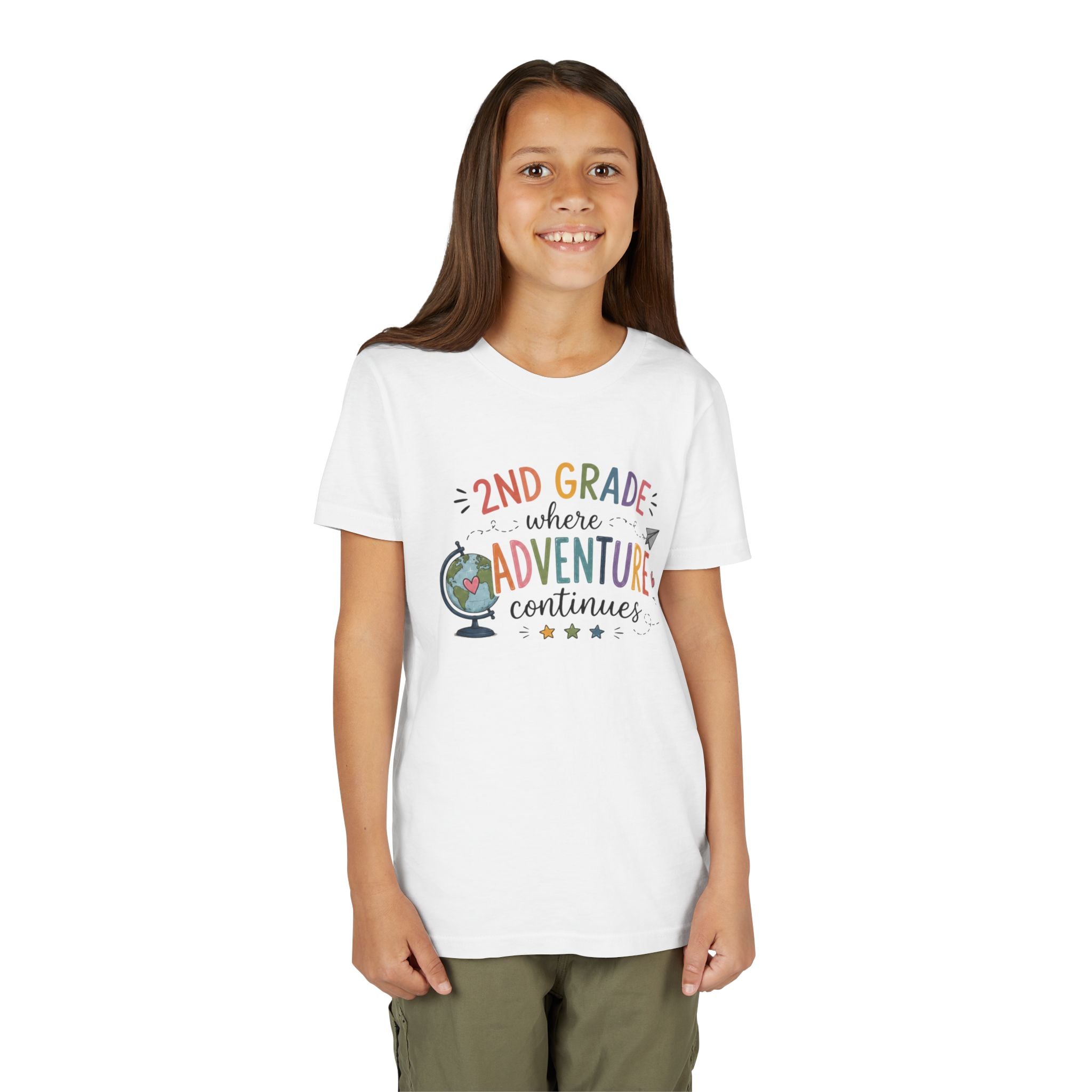 2nd Grade Adventure Graphic T-Shirt — Youth Back-to-School Globe Design