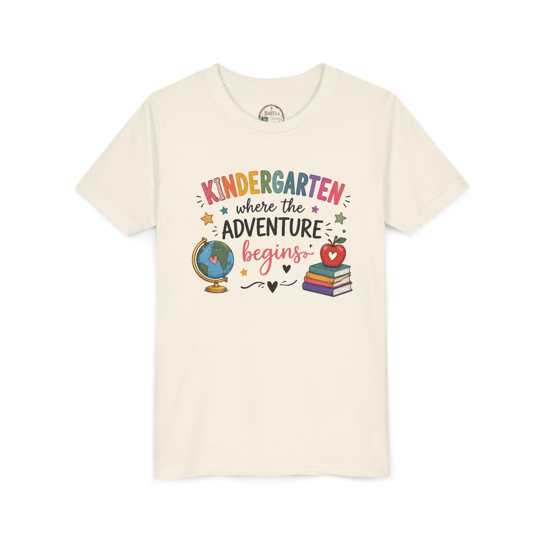 Kindergarten Adventure Graphic T-Shirt – "Kindergarten Where the Adventure Begins" Back-to-School Shirt