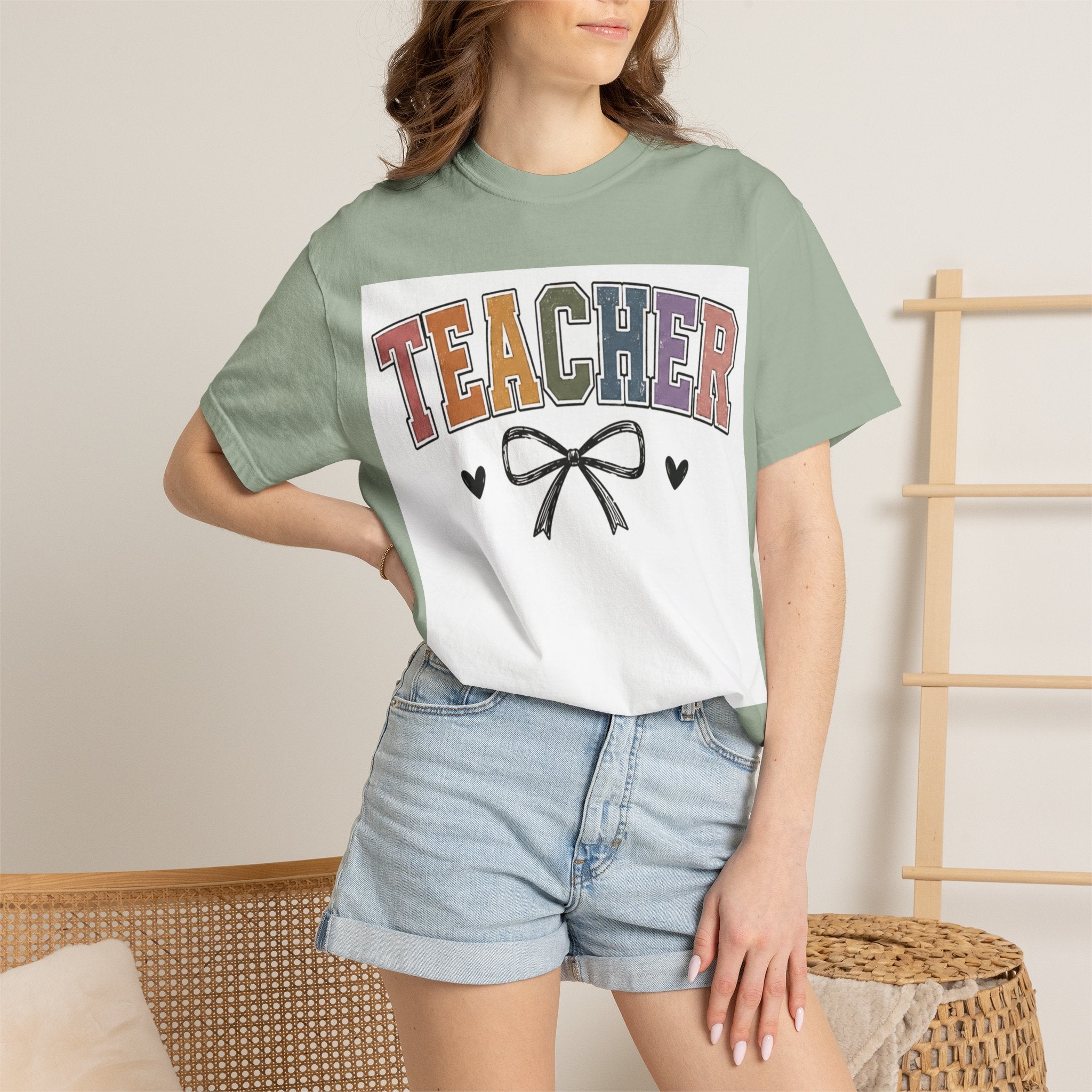 Teacher Rainbow Bow T-Shirt