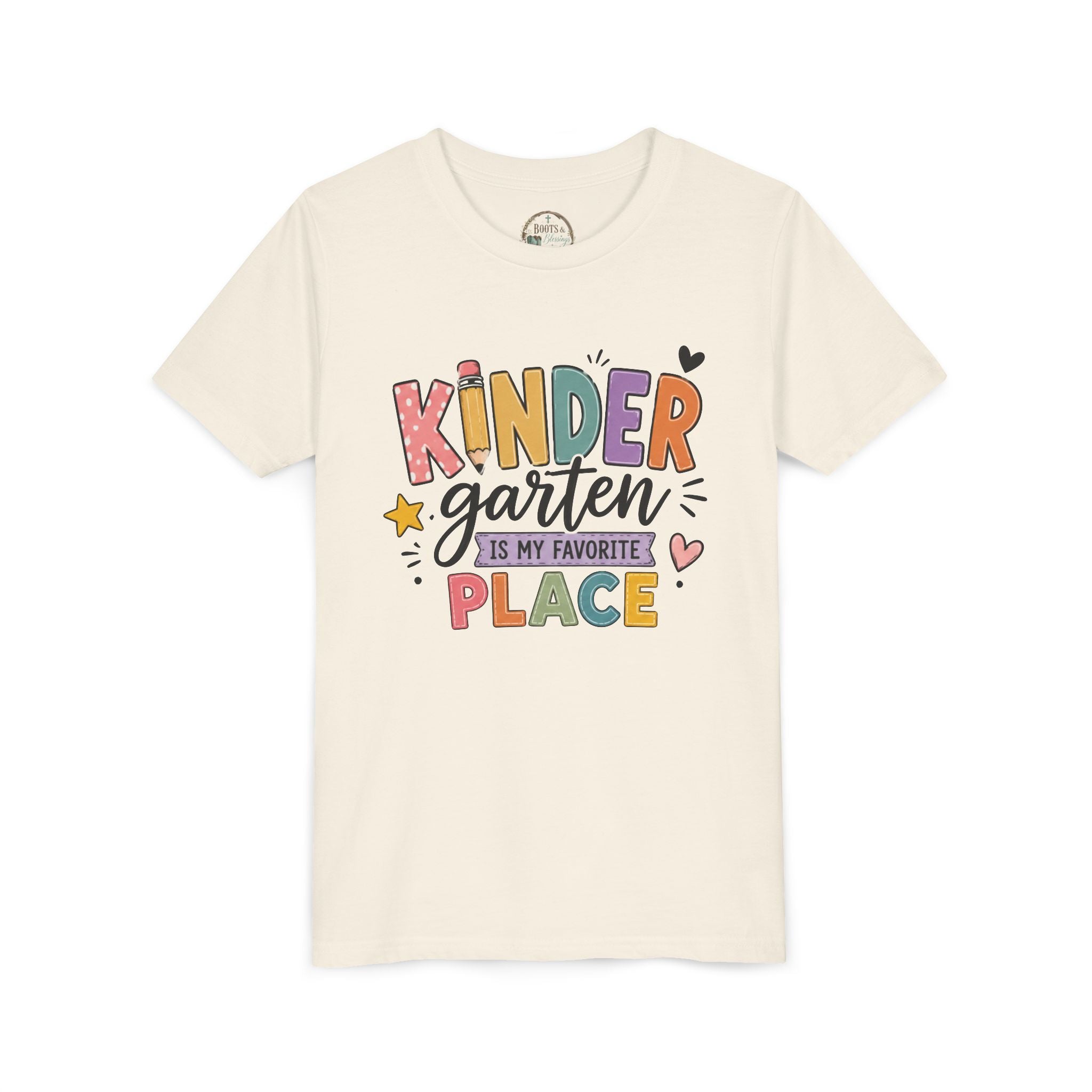 Kindergarten Is My Favorite Place Graphic T-Shirt - Cute Colorful Back-to-School Shirt for Kids