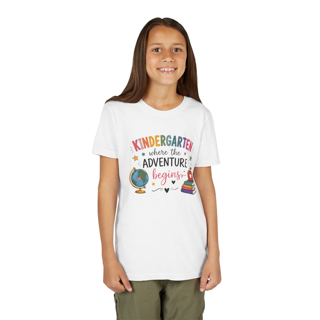 Kindergarten Adventure Graphic T-Shirt – "Kindergarten Where the Adventure Begins" Back-to-School Shirt