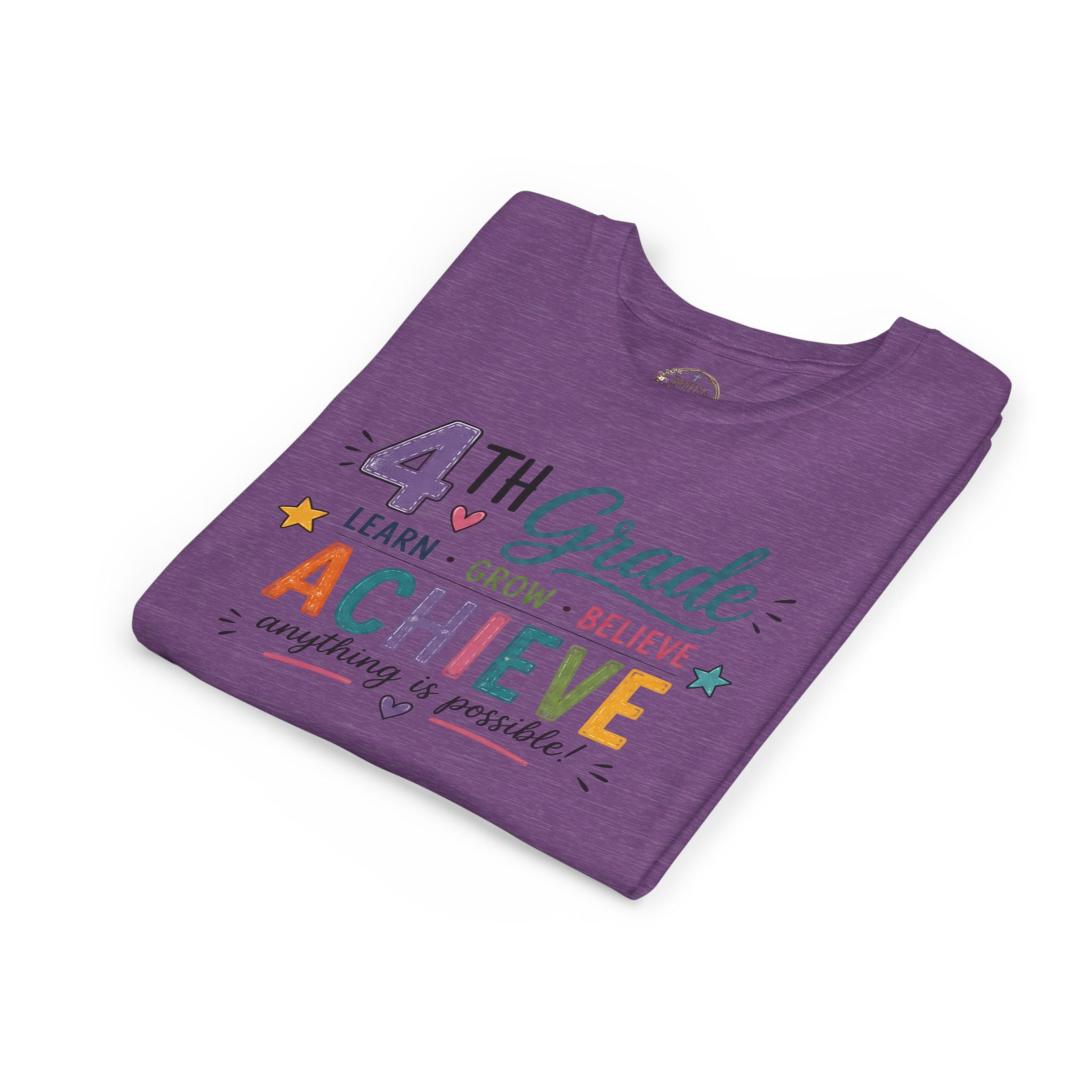 4th Grade Achieve Graphic T-Shirt — Learn, Grow, Believe Back-to-School Shirt