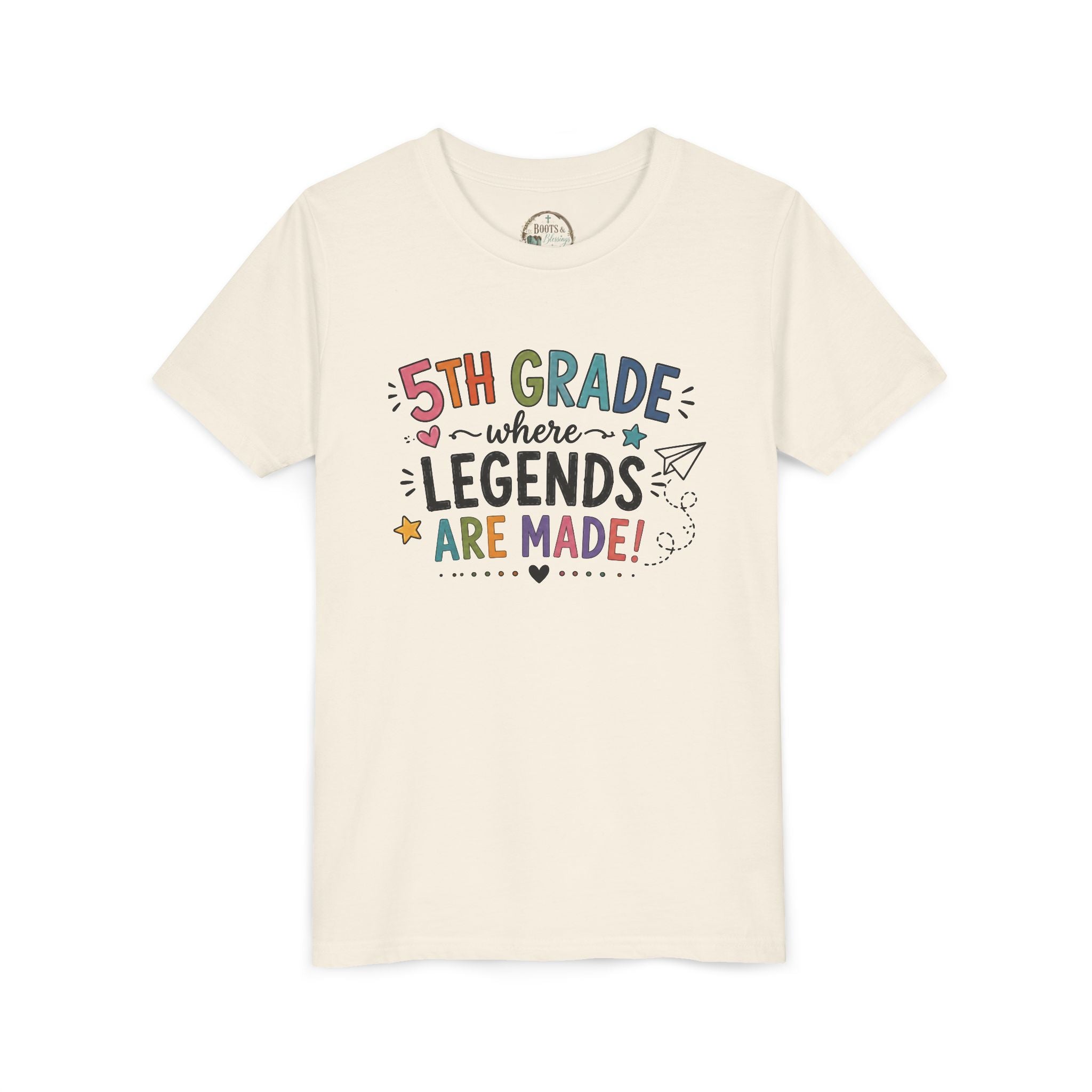 5th Grade Where Legends Are Made Graphic T-Shirt — Back-to-School Kids Tee