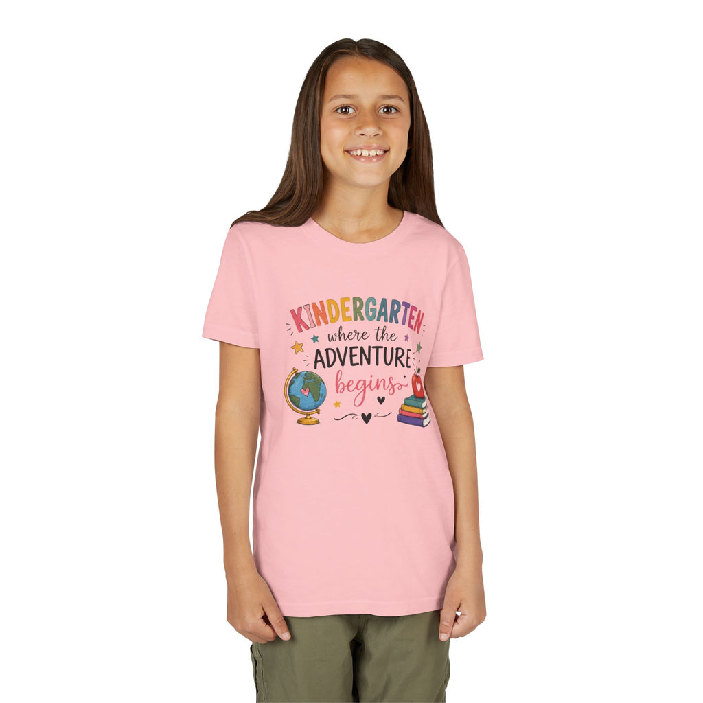 Kindergarten Adventure Graphic T-Shirt – "Kindergarten Where the Adventure Begins" Back-to-School Shirt