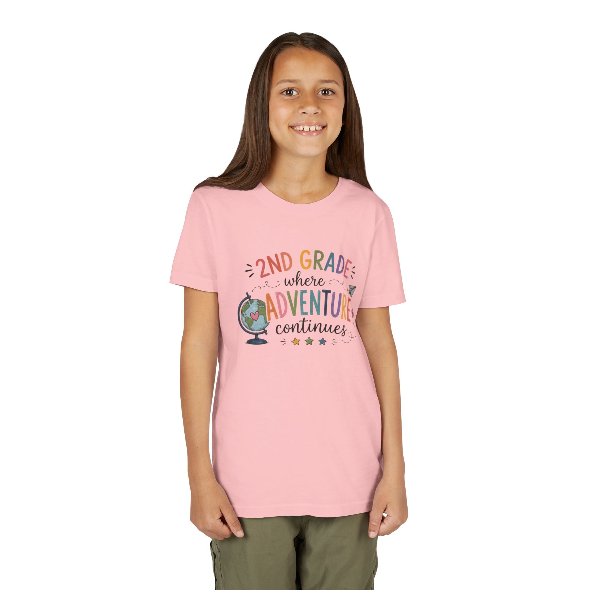 2nd Grade Adventure Graphic T-Shirt — Youth Back-to-School Globe Design