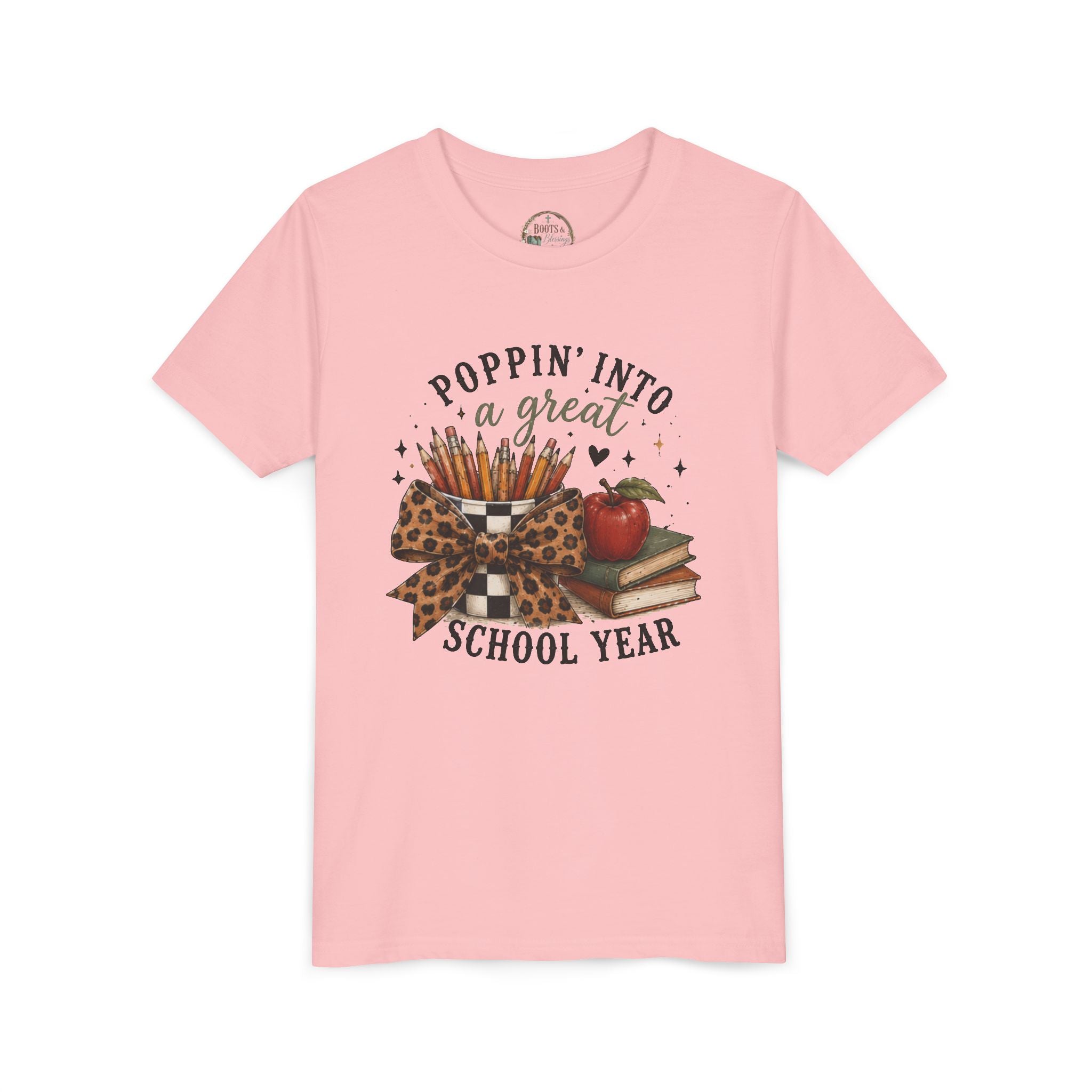 Youth Graphic T-Shirt — "Poppin' Into a Great School Year" Back-to-School Shirt