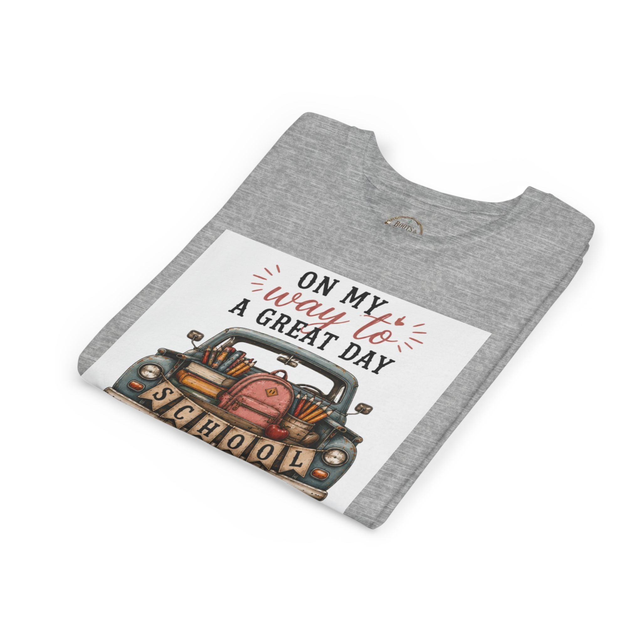 Youth Graphic T-Shirt - "On My Way to a Great Day" Back-to-School Car Design