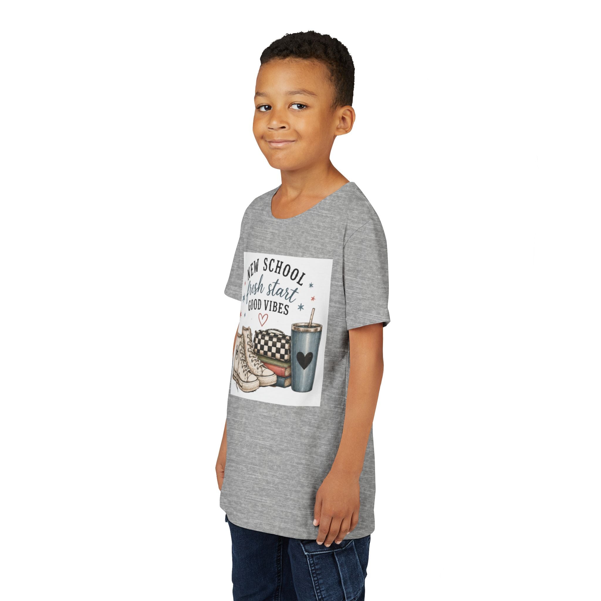 Youth Graphic T-Shirt — "New School Fresh Start Good Vibes" Back-to-School Graphic