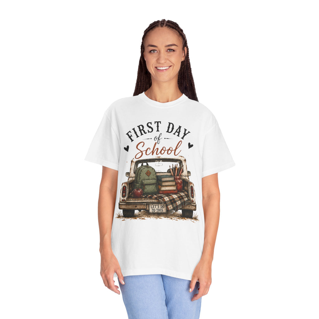 Adult First Day of School Truck Graphic T-Shirt