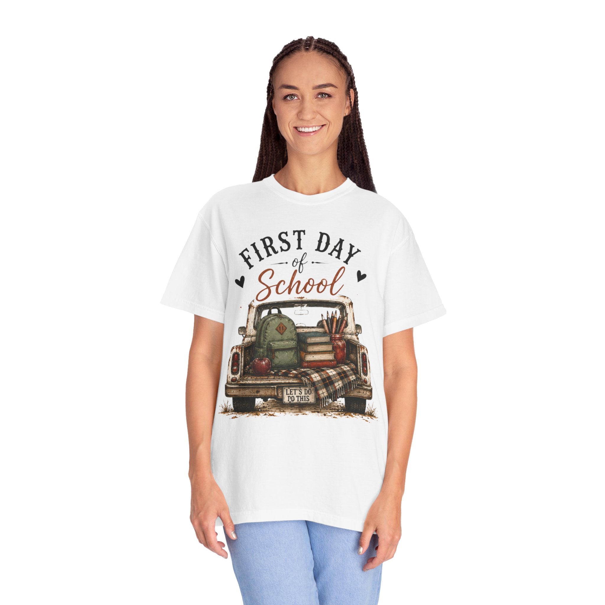 Adult First Day of School Truck Graphic T-Shirt