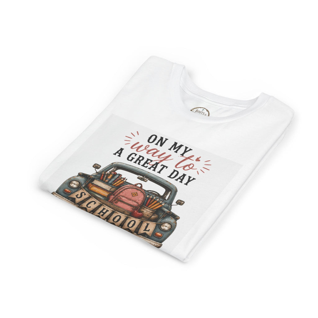 Youth Graphic T-Shirt - "On My Way to a Great Day" Back-to-School Car Design