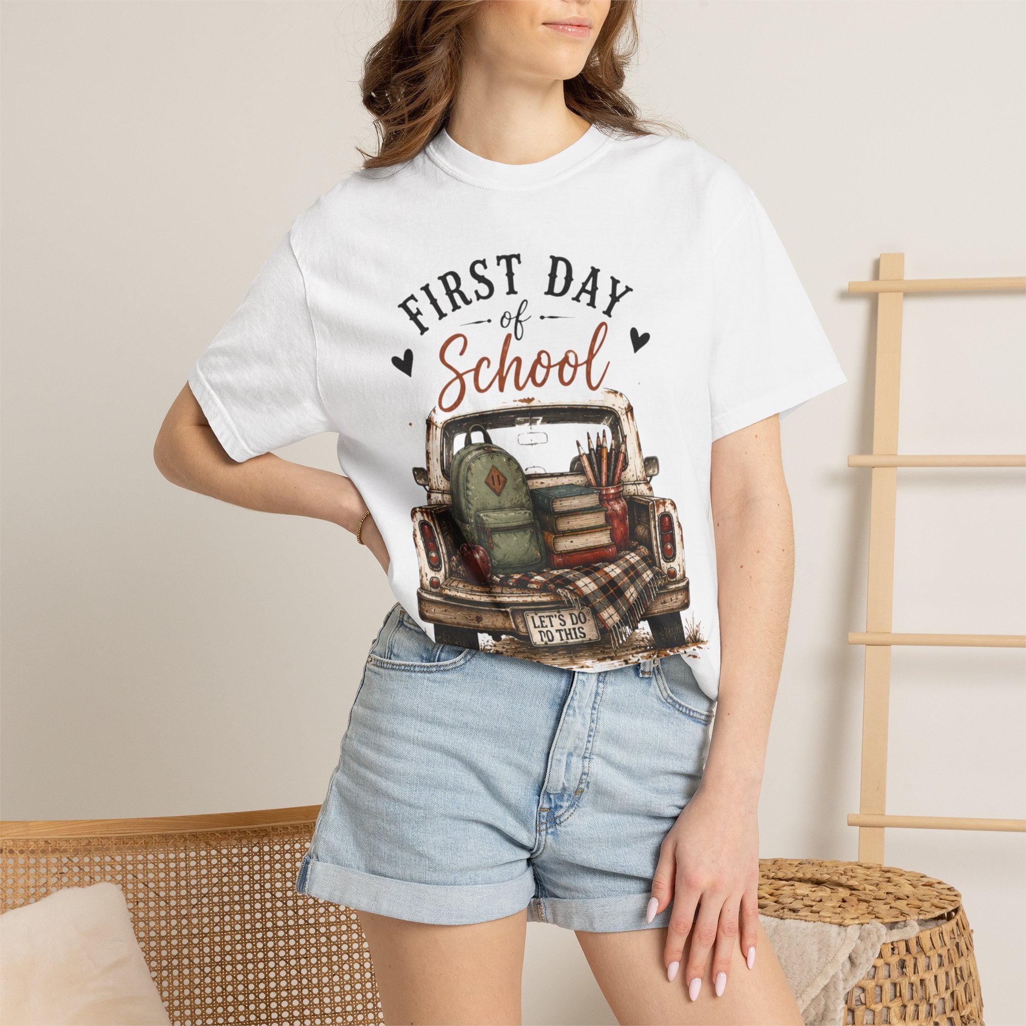 Adult First Day of School Truck Graphic T-Shirt