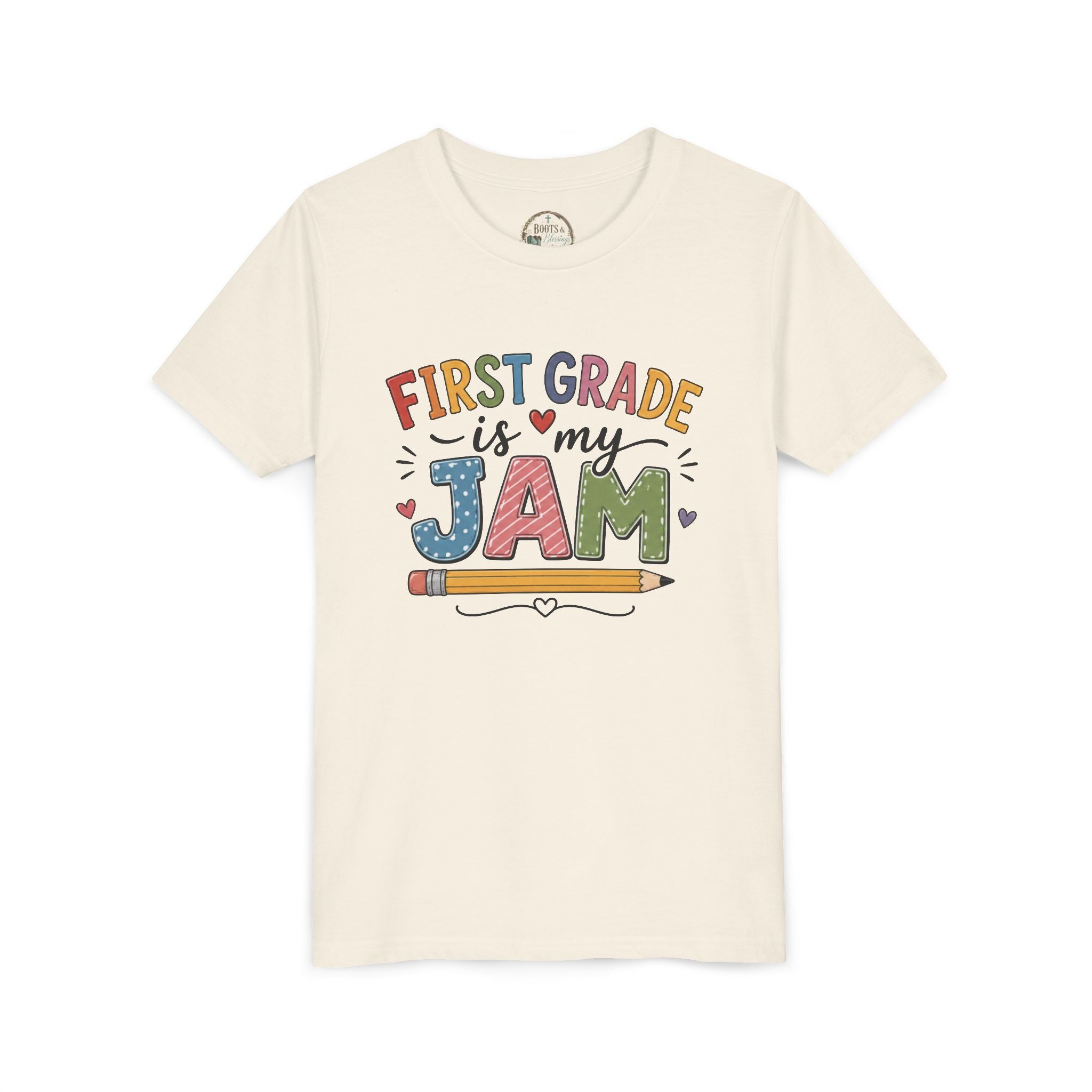 First Grade Is My Jam Graphic T-Shirt - Cute Back-to-School Pencil Shirt