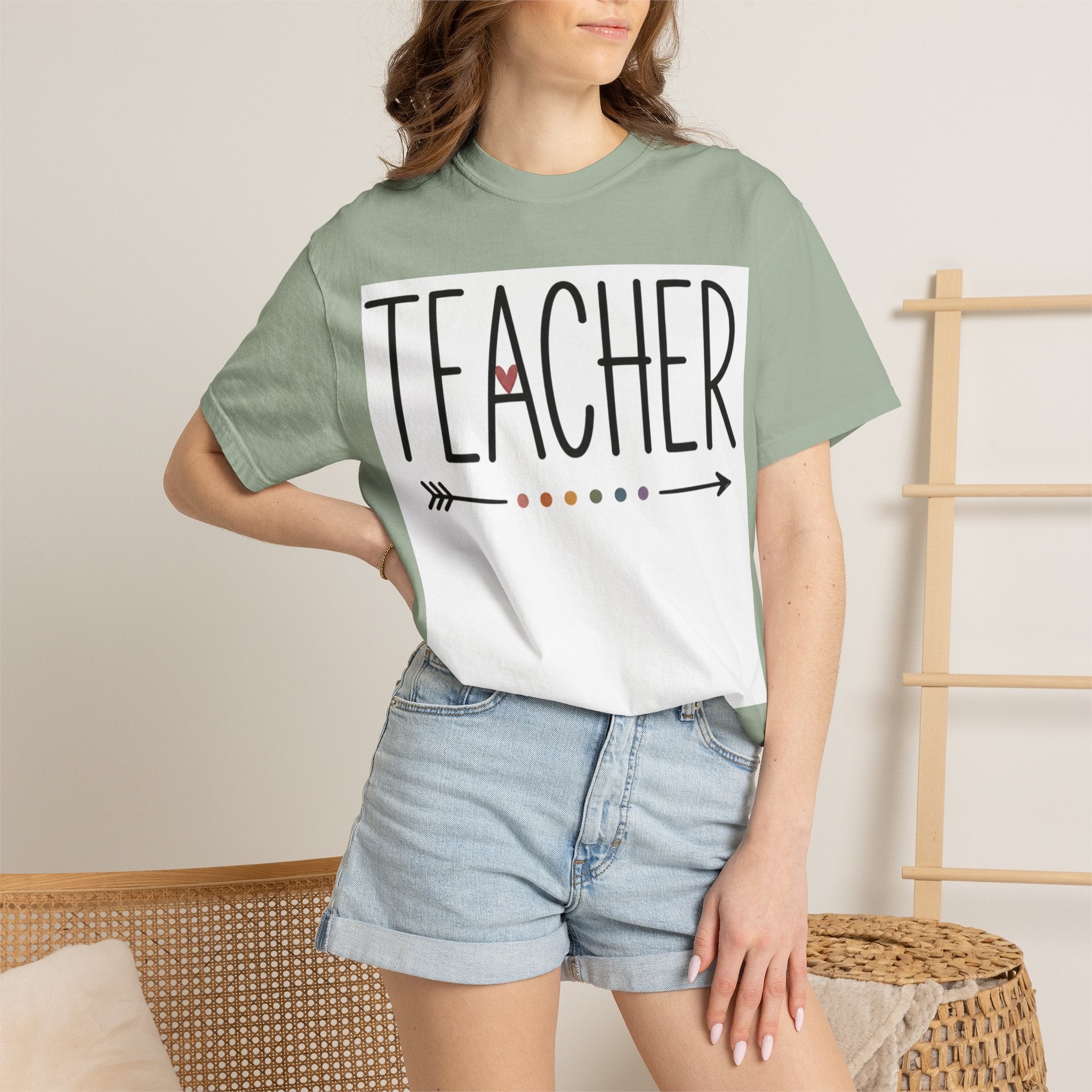 Teacher Arrow T-Shirt — Cute Heart Dotted Design for Educators