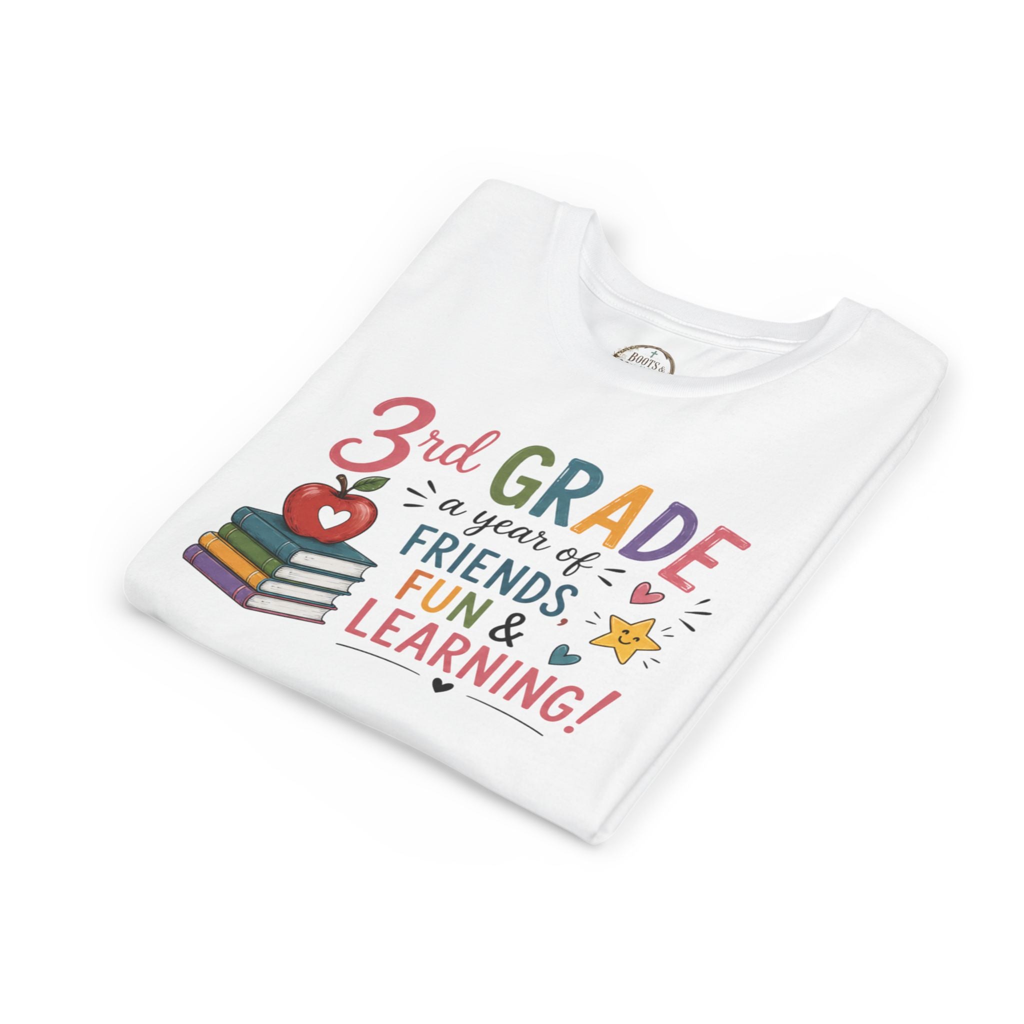 3rd Grade Graphic T‑Shirt - "3rd Grade: A Year of Friends, Fun & Learning" Back-to-School Tee